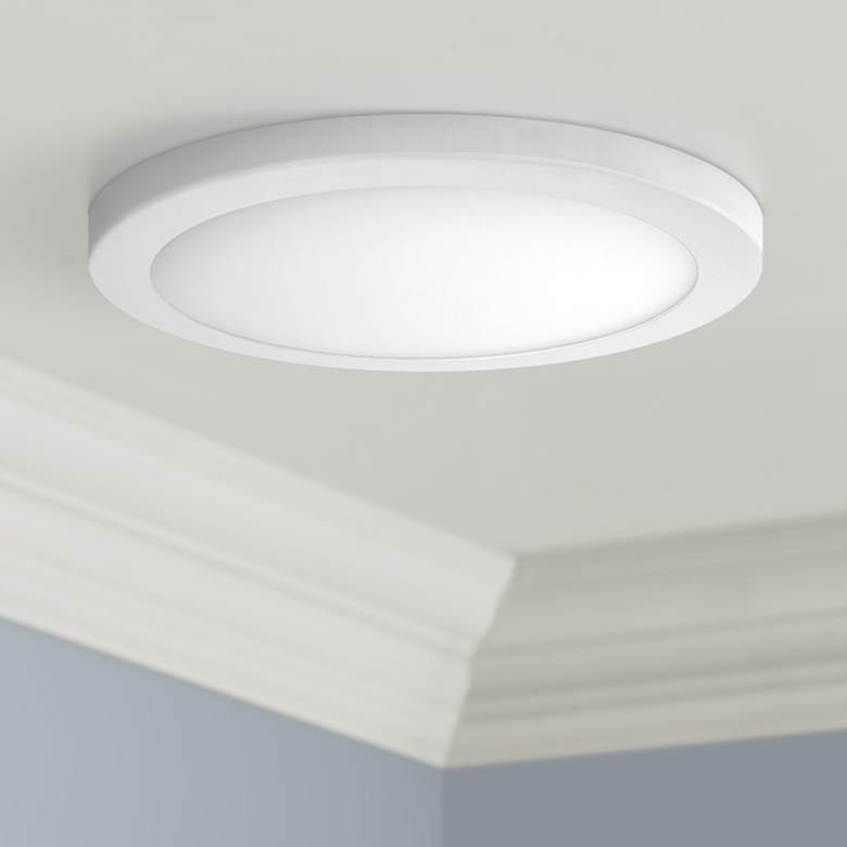 Platter 15&quot; Round White LED Outdoor Ceiling Light