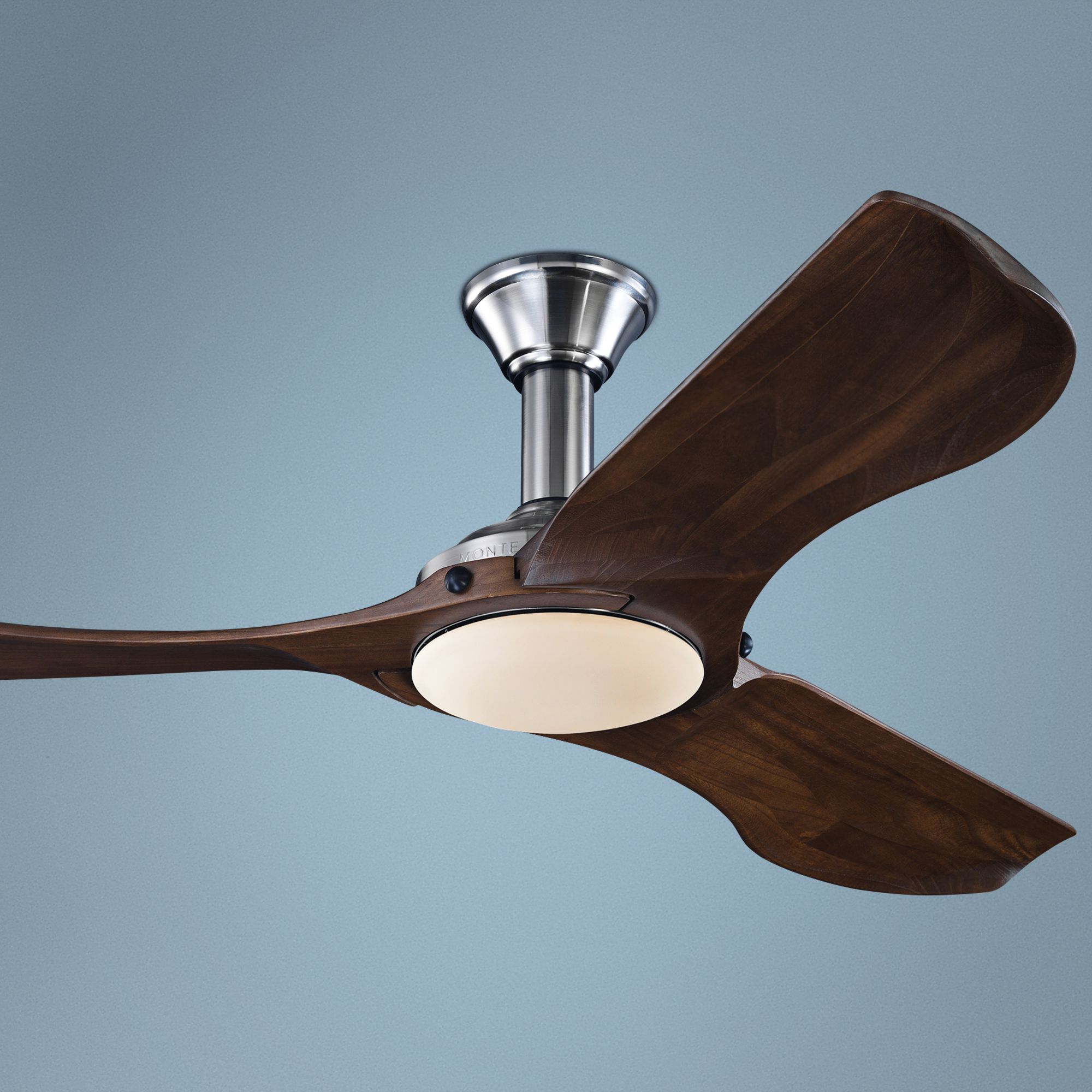56" Minimalist Brushed Steel LED Damp DC Ceiling Fan