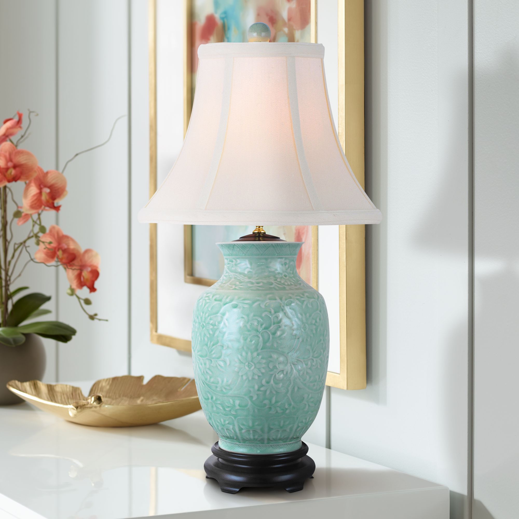 Margaret Celadon Porcelain Vase Table Lamp