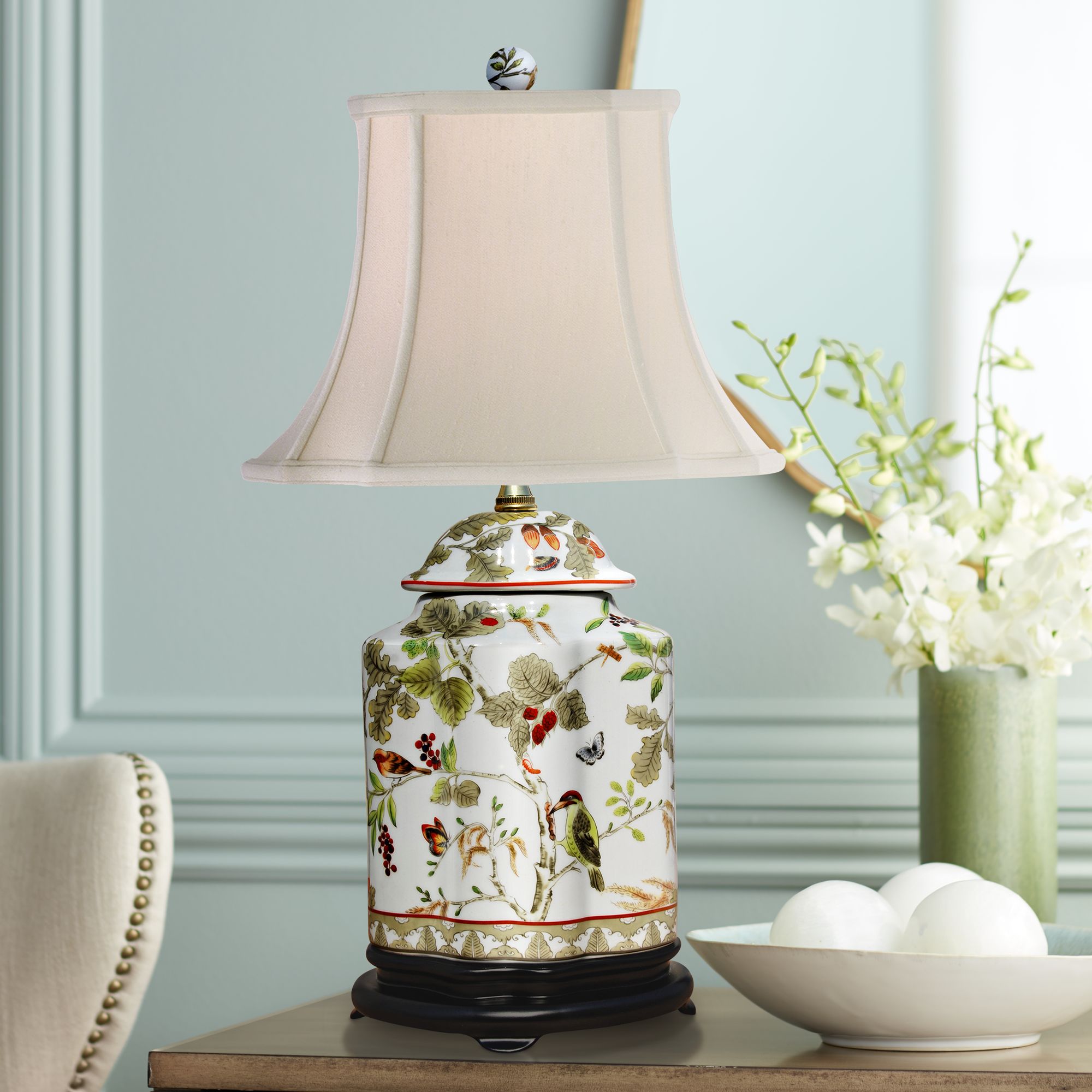 Dara Multi-Color Porcelain Tea Jar Accent Table Lamp