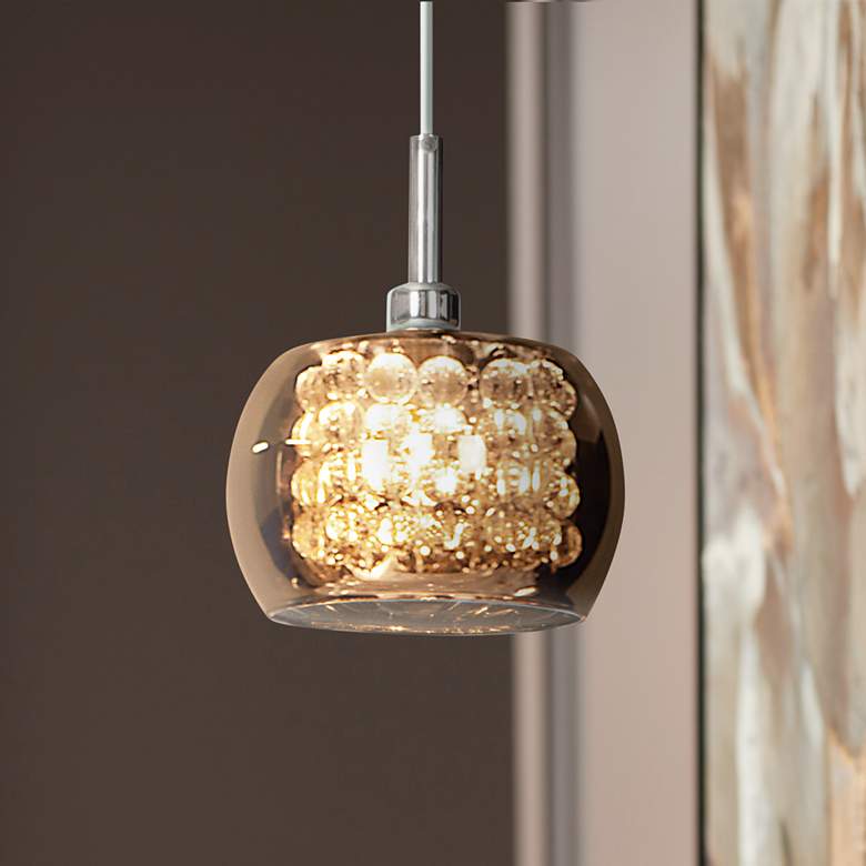Glam 5&quot; Wide Chrome with Mirror Glass LED Mini Pendant