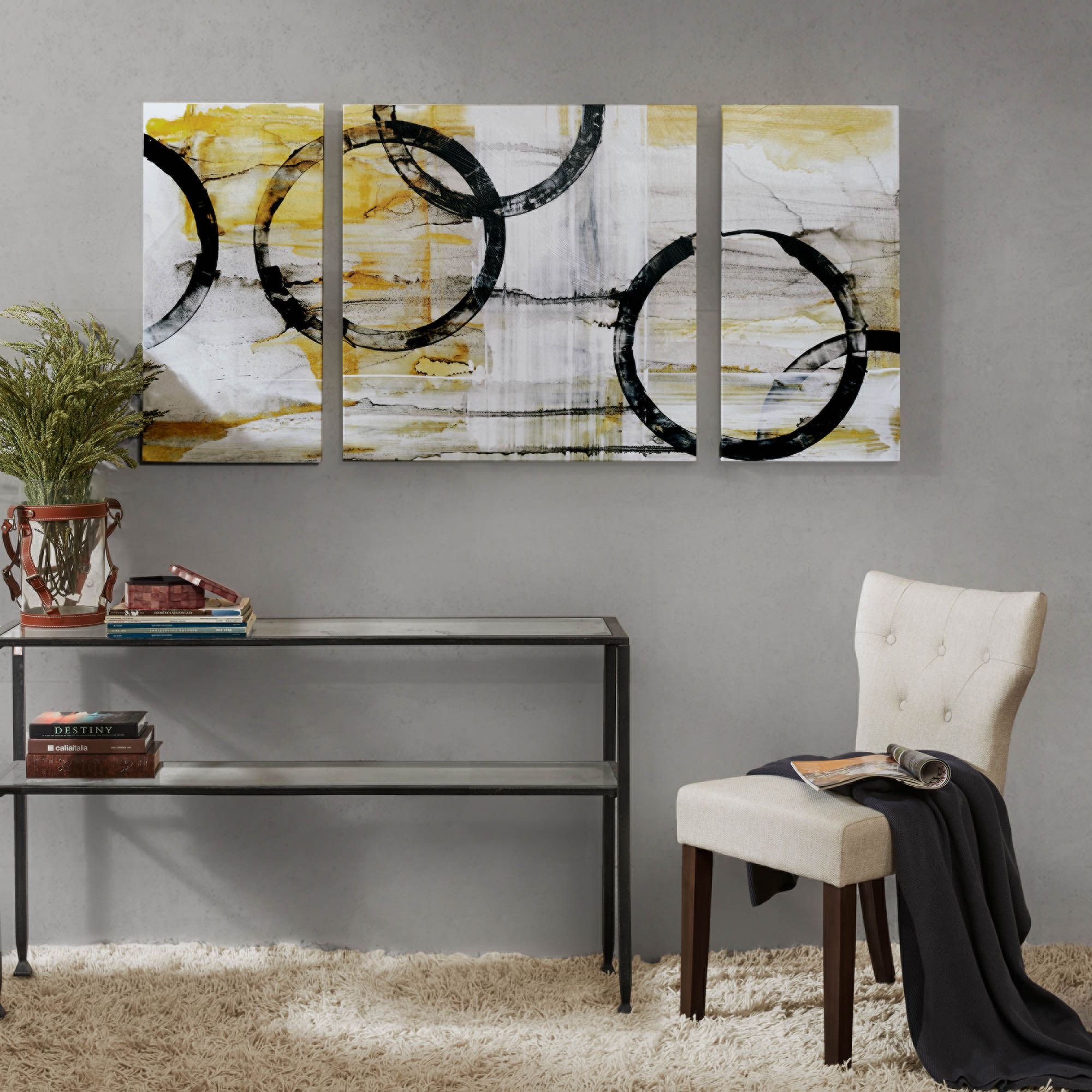 Lunar Glow 30" High 3-Piece Gel Coat Canvas Wall Art Set