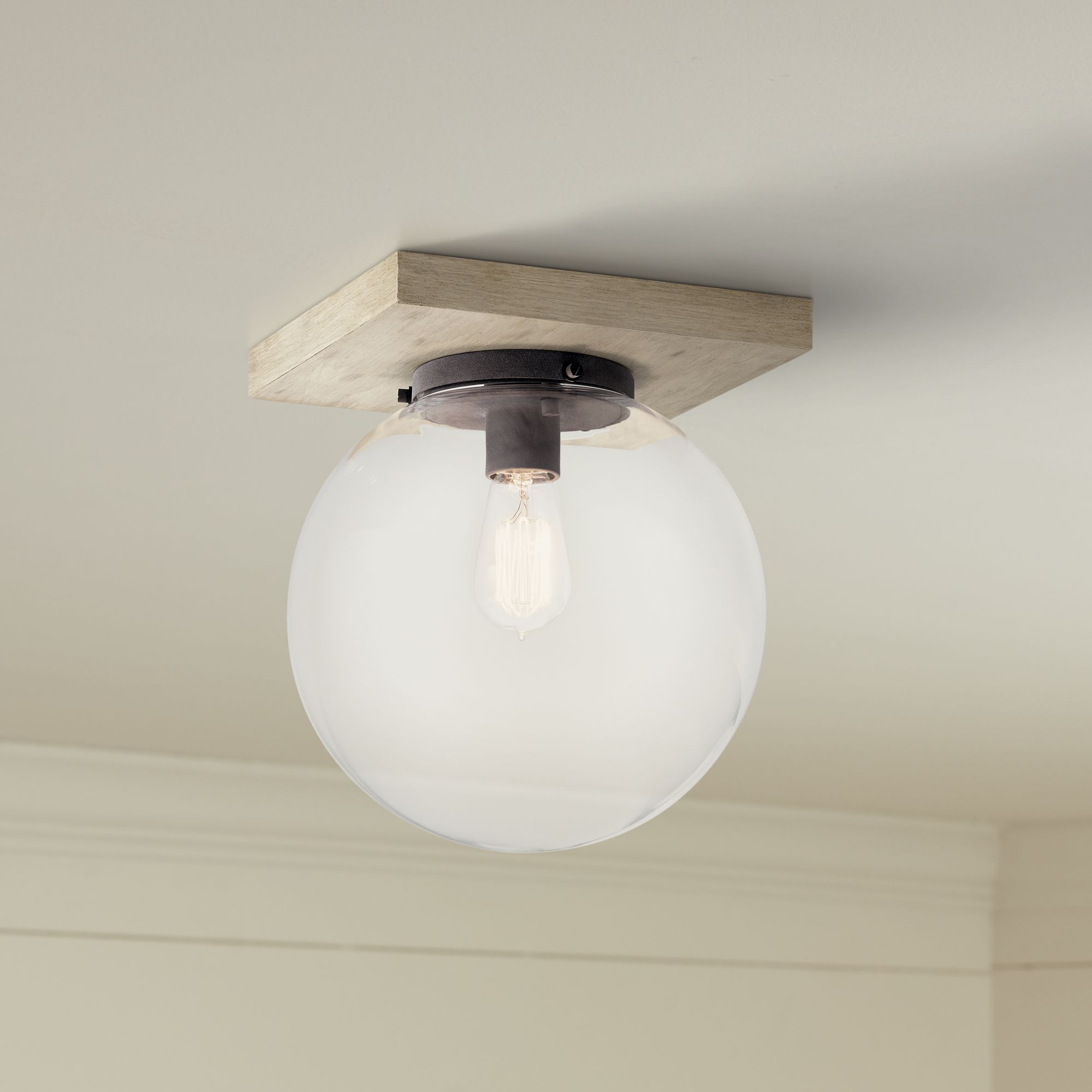 Kichler Marquee 11" Wide White-Washed Wood Ceiling Light