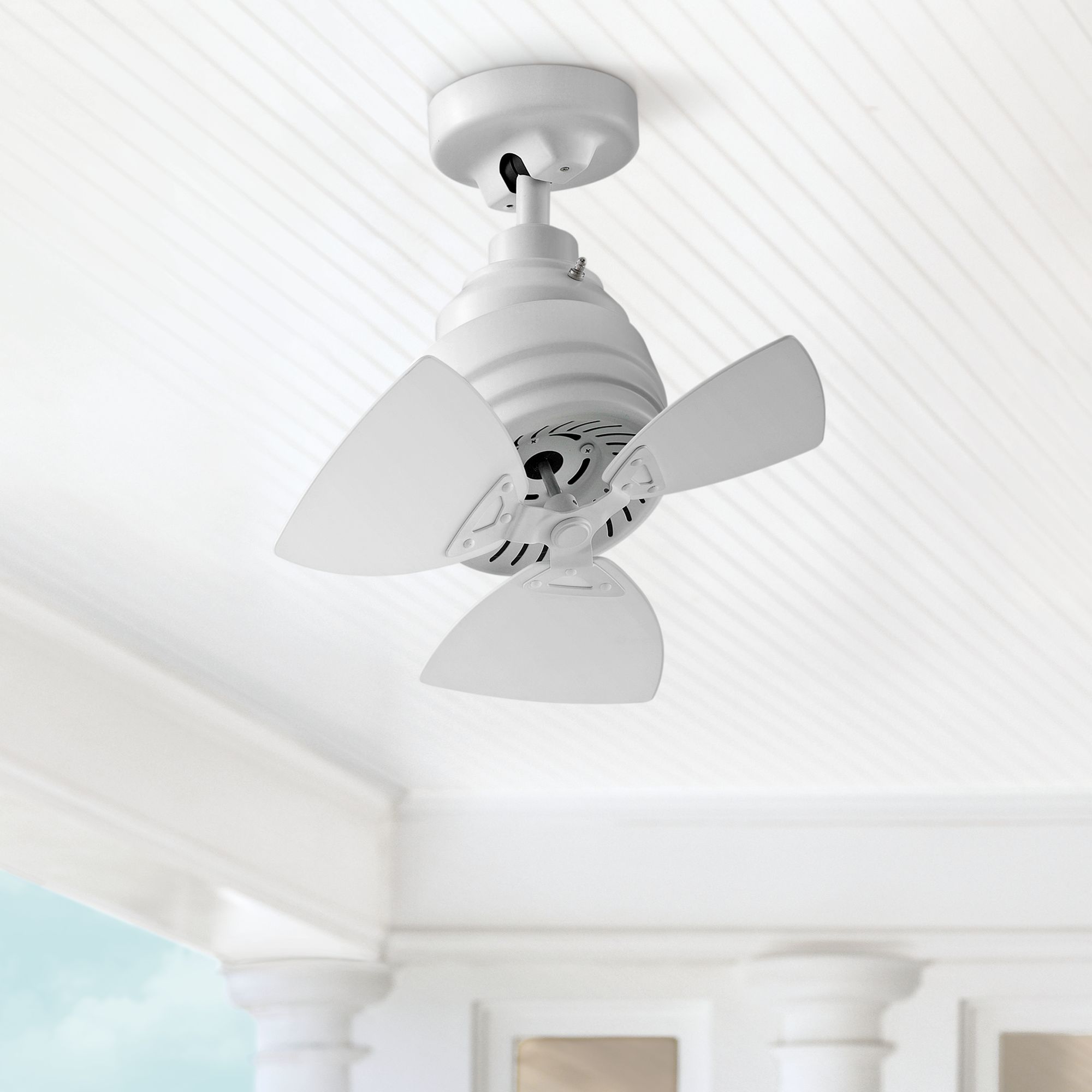 19" Fanimation Rotation Matte White Damp Ceiling Fan