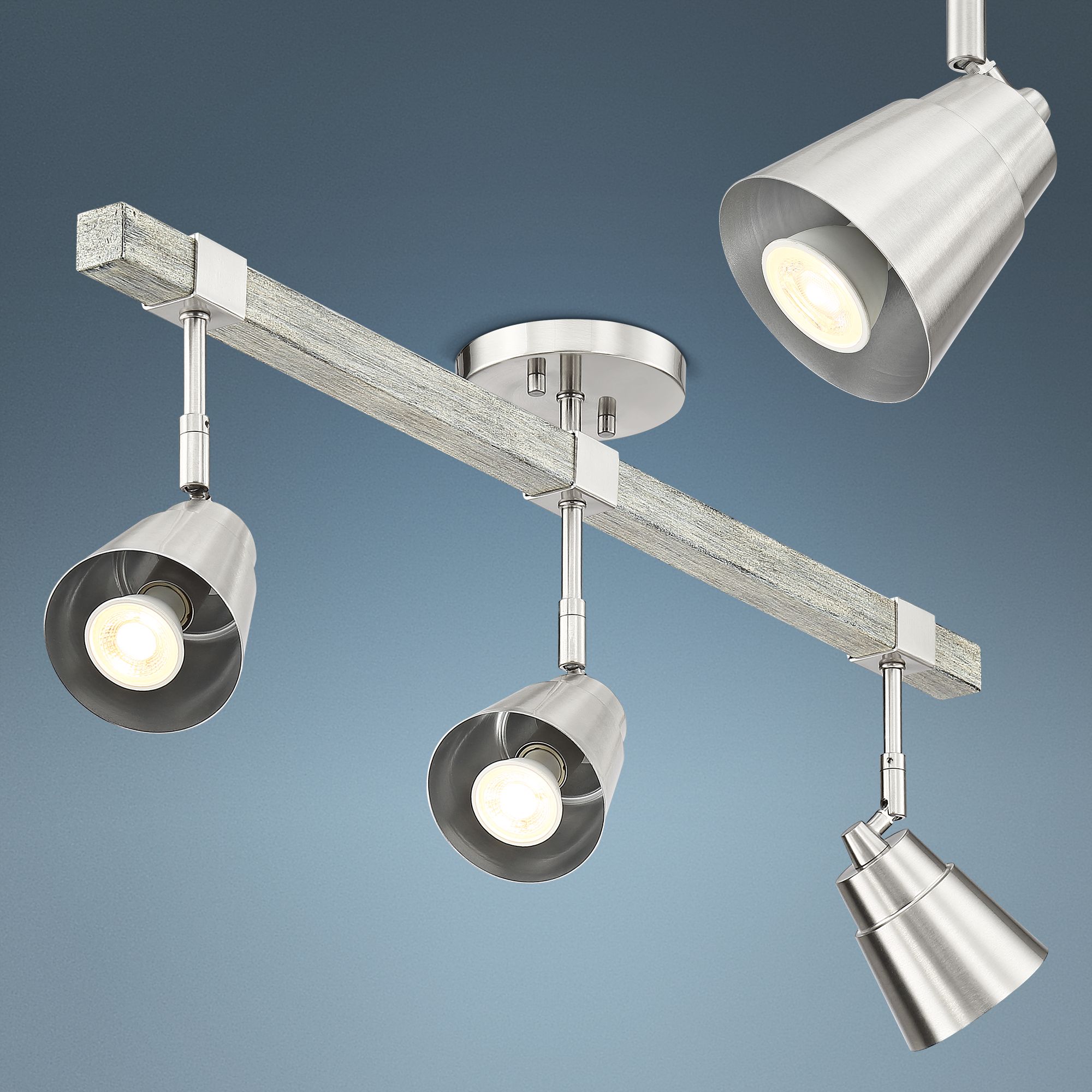 Pro Track Copalis 3-Light Nickel and Wood Fixture