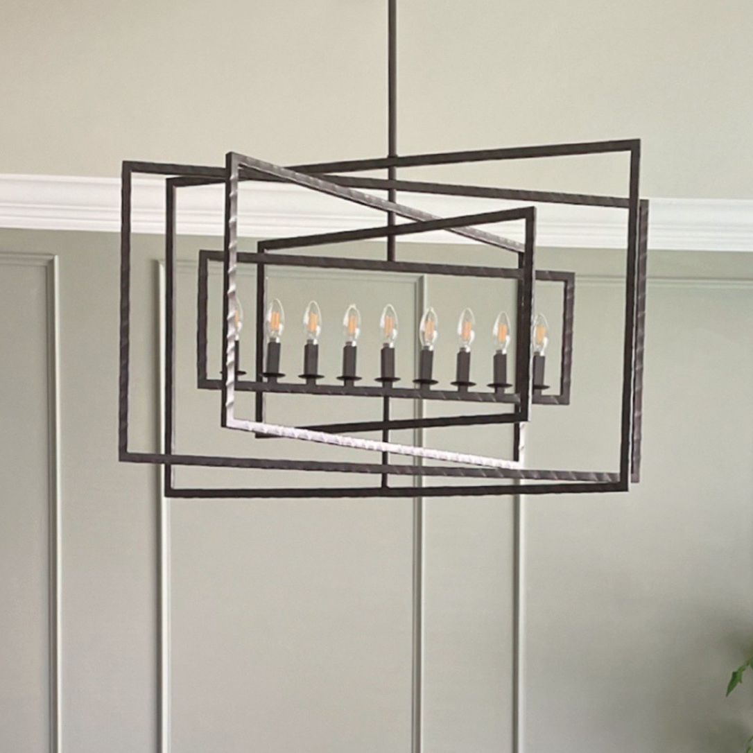 Crystorama Capri 39" Wide Raw Steel 9-Light Pendant