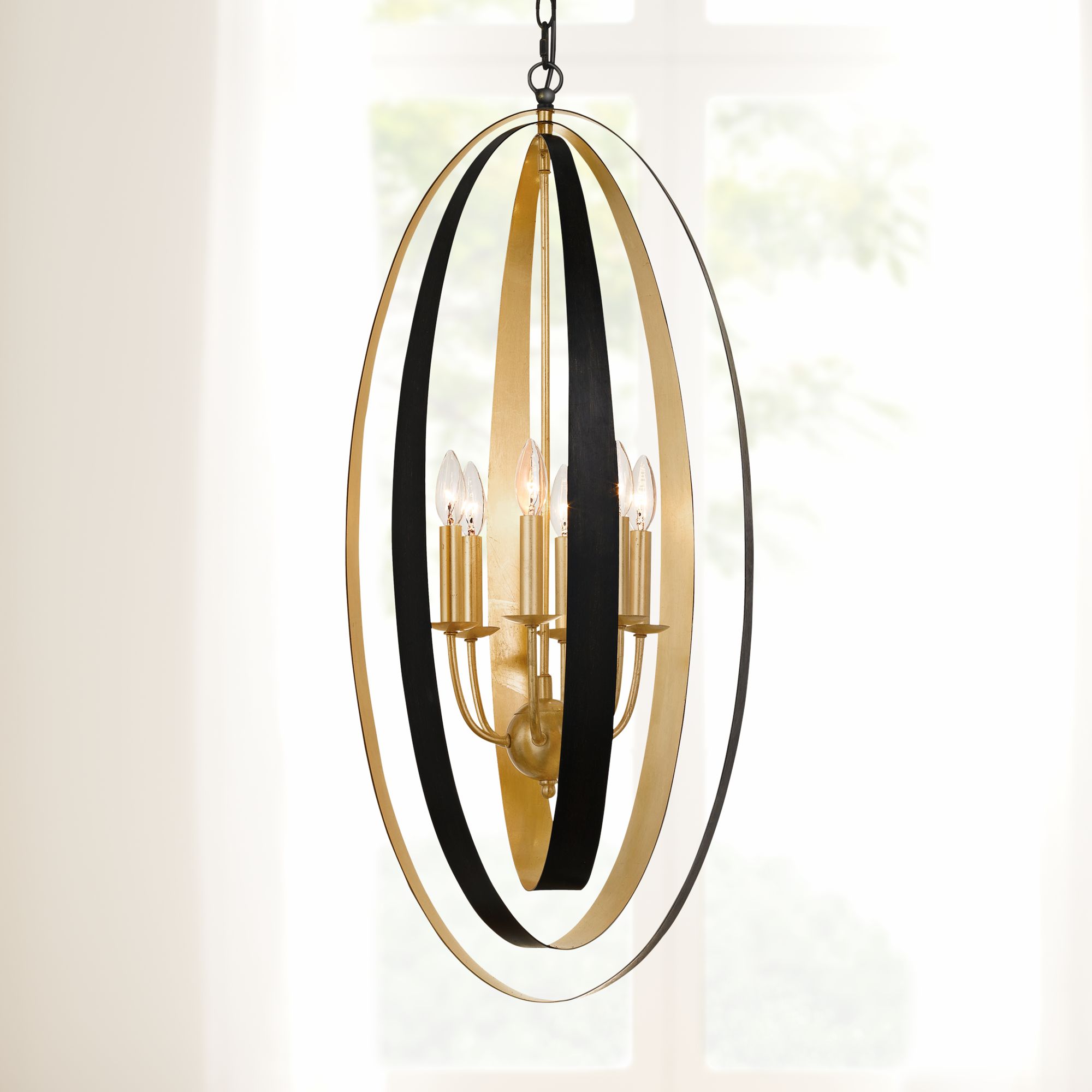 Luna 16"W English Bronze and Antique Gold 6-Light Pendant