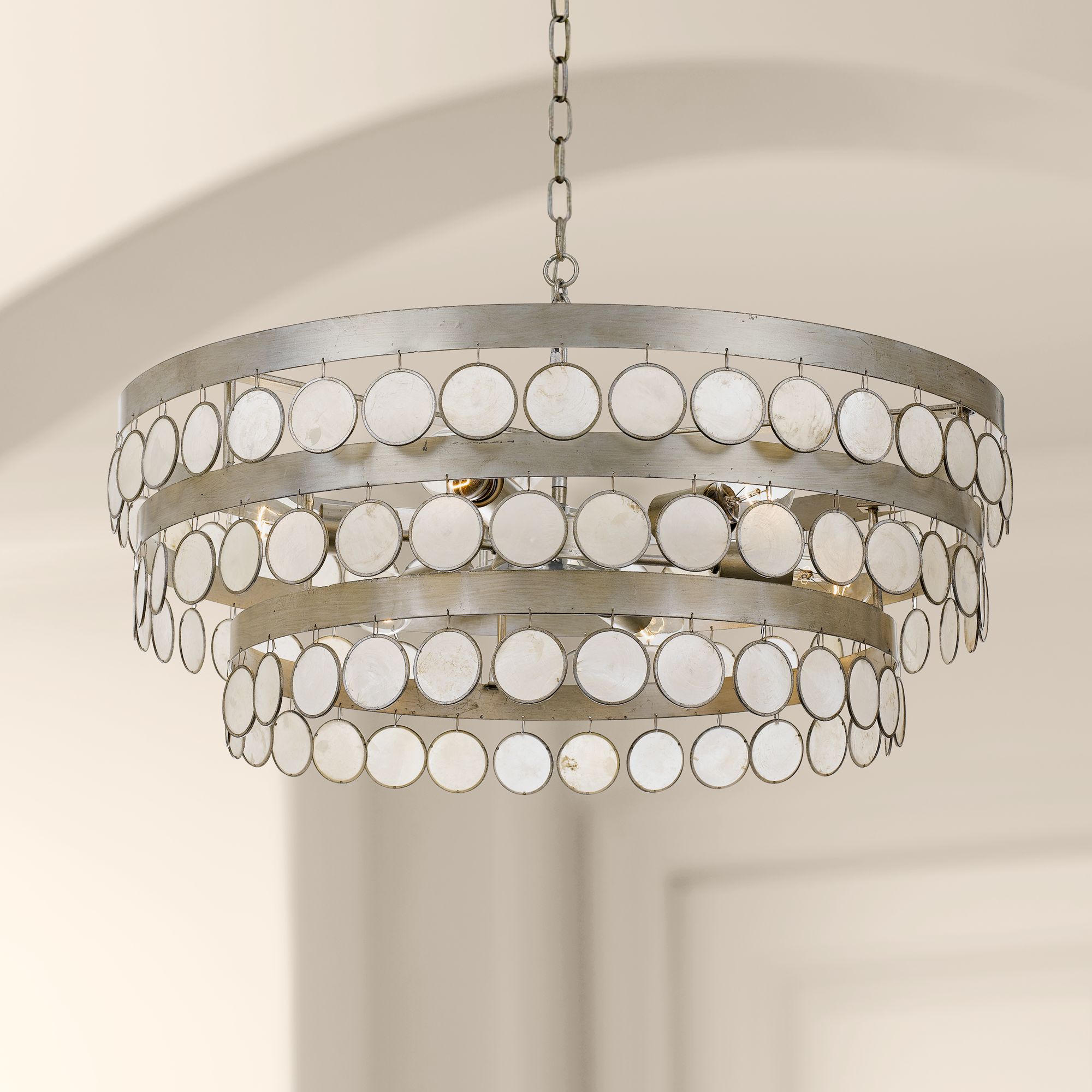 Crystorama Coco 28" Wide Antique Silver Chandelier