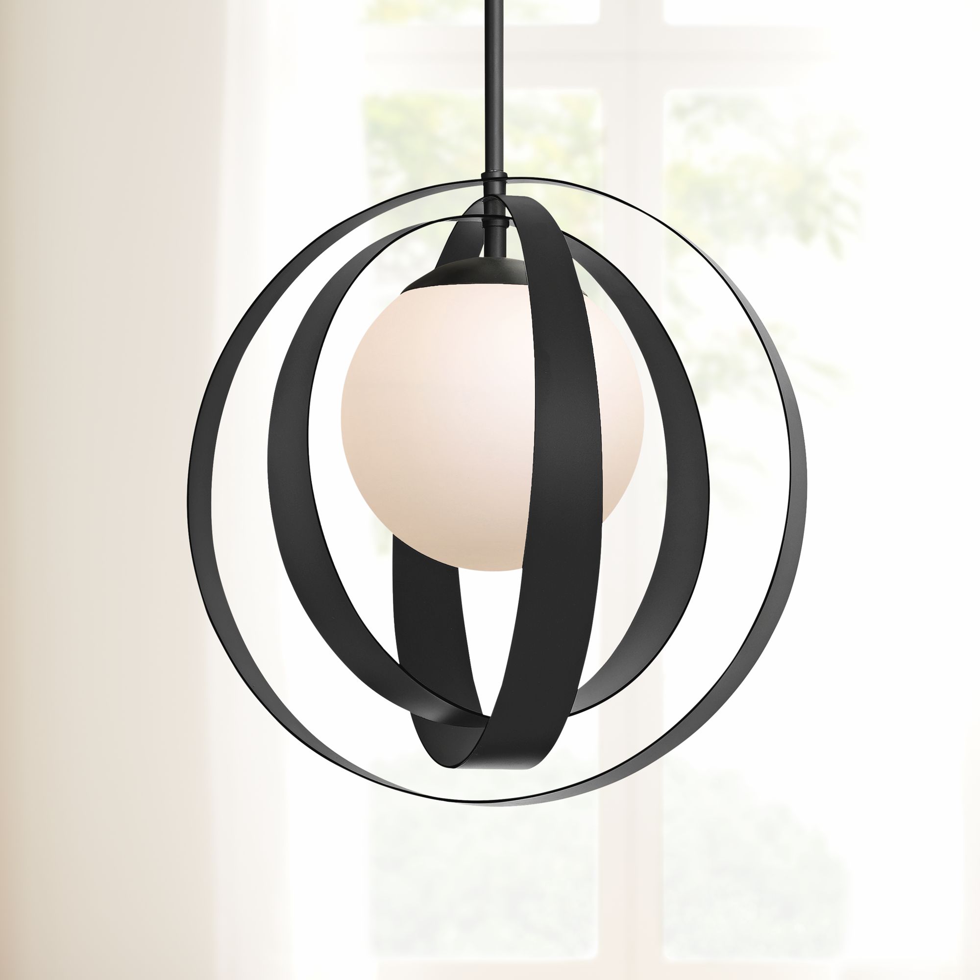 Crystorama Arlo 16" Wide Matte Black Orb Pendant Light