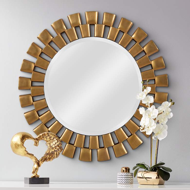 Kenroy Home Gilbert Gold 36&quot; Round Wall Mirror