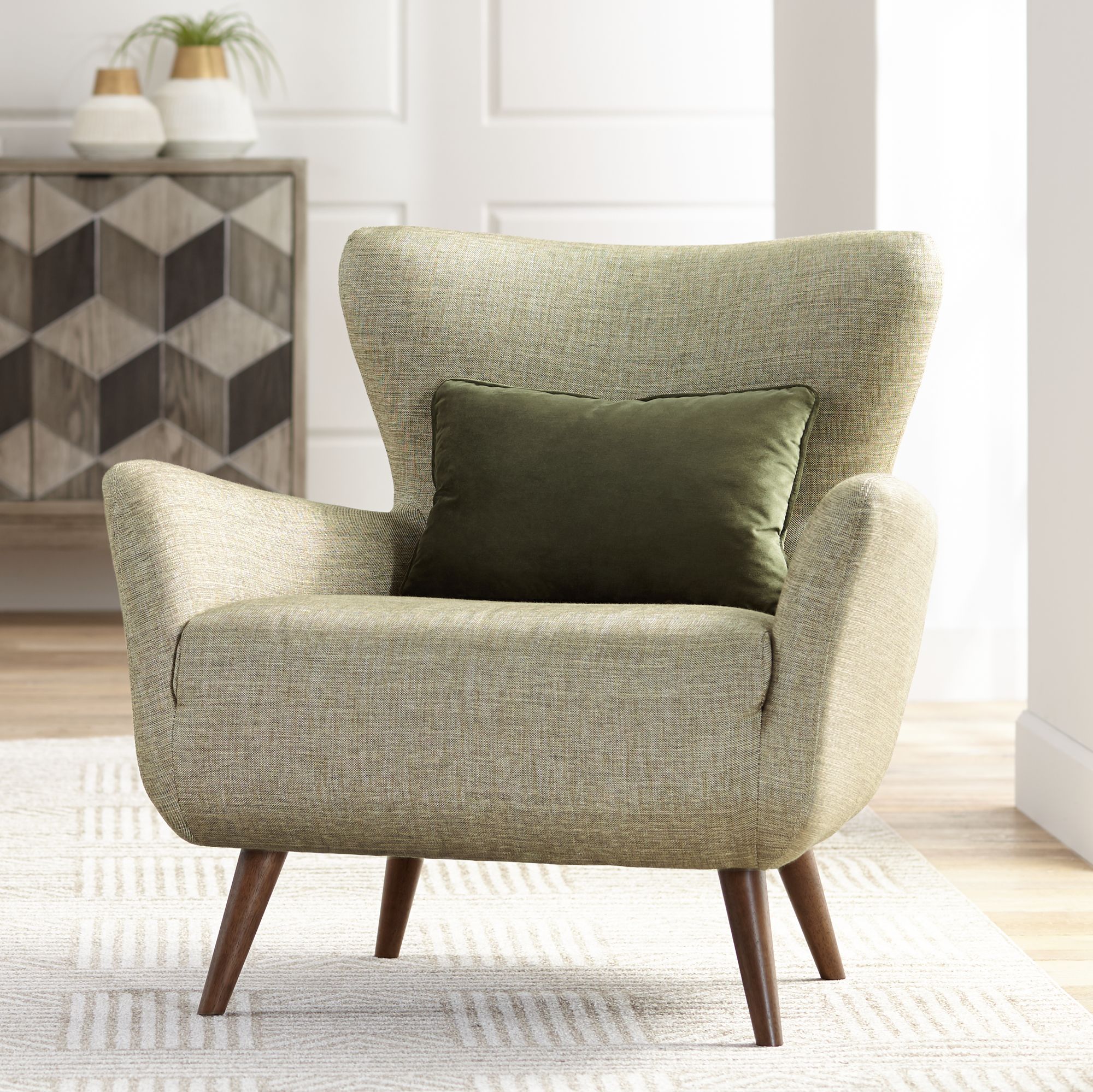 Adrienne Wood and Fabric Accent Chair