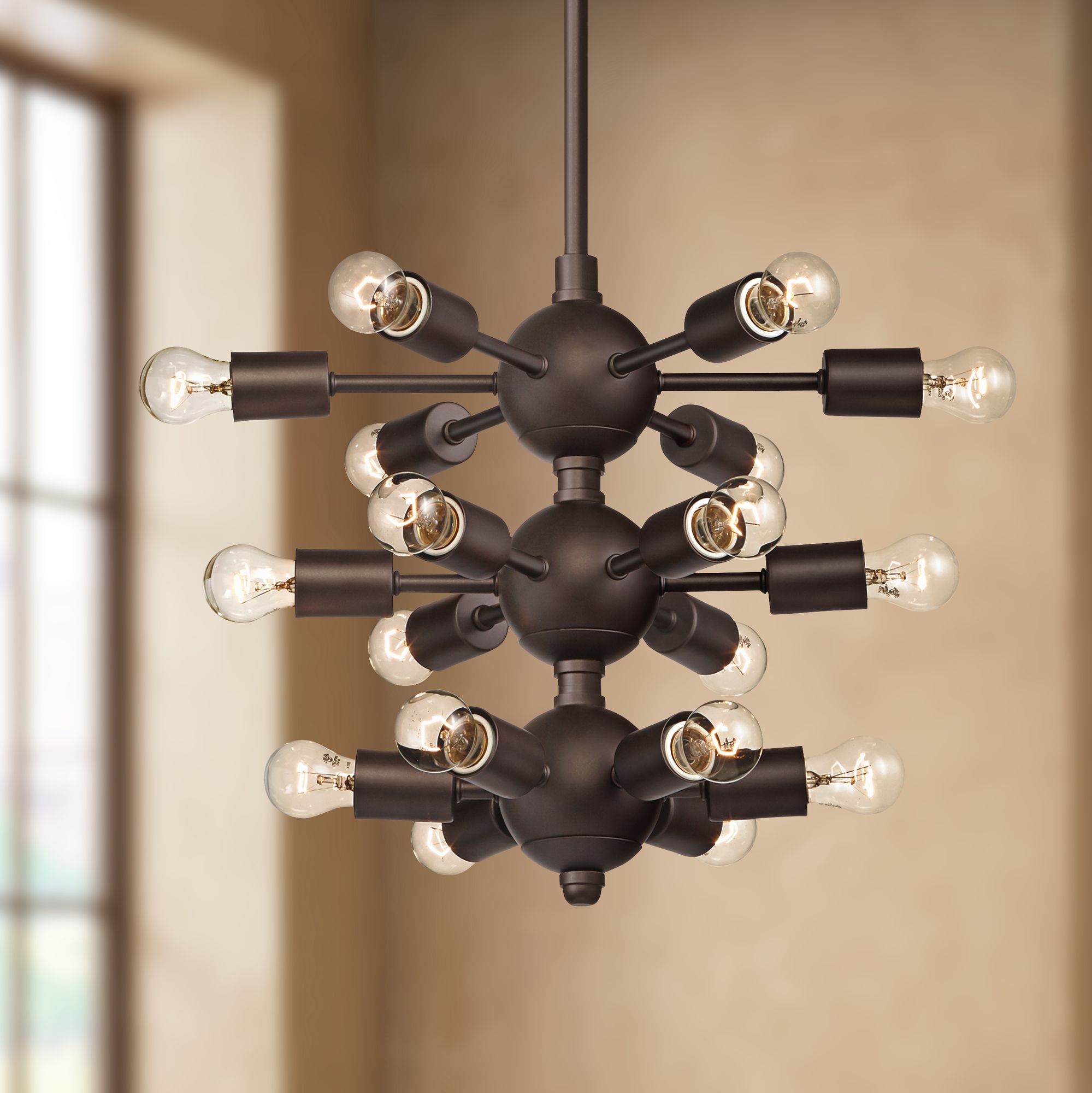 Douglas 25" Wide Bronze 18-Light Chandelier with A15 Bulbs