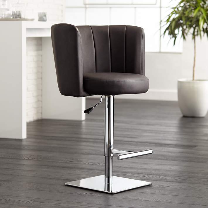 Triton Brown Faux Leather Swivel, Brown Faux Leather Swivel Bar Stools