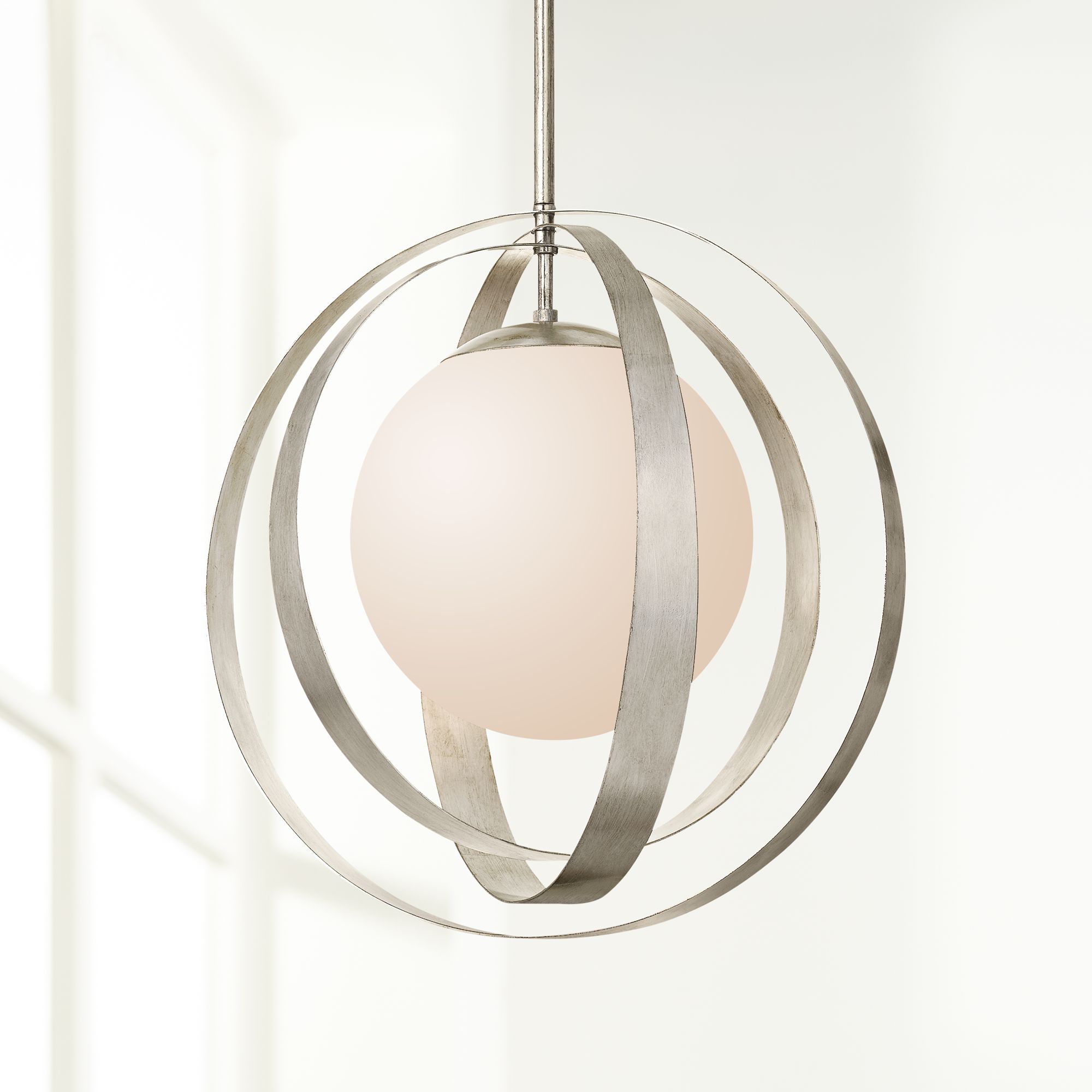 Crystorama Arlo 16" Wide Antique Silver Orb Pendant Light