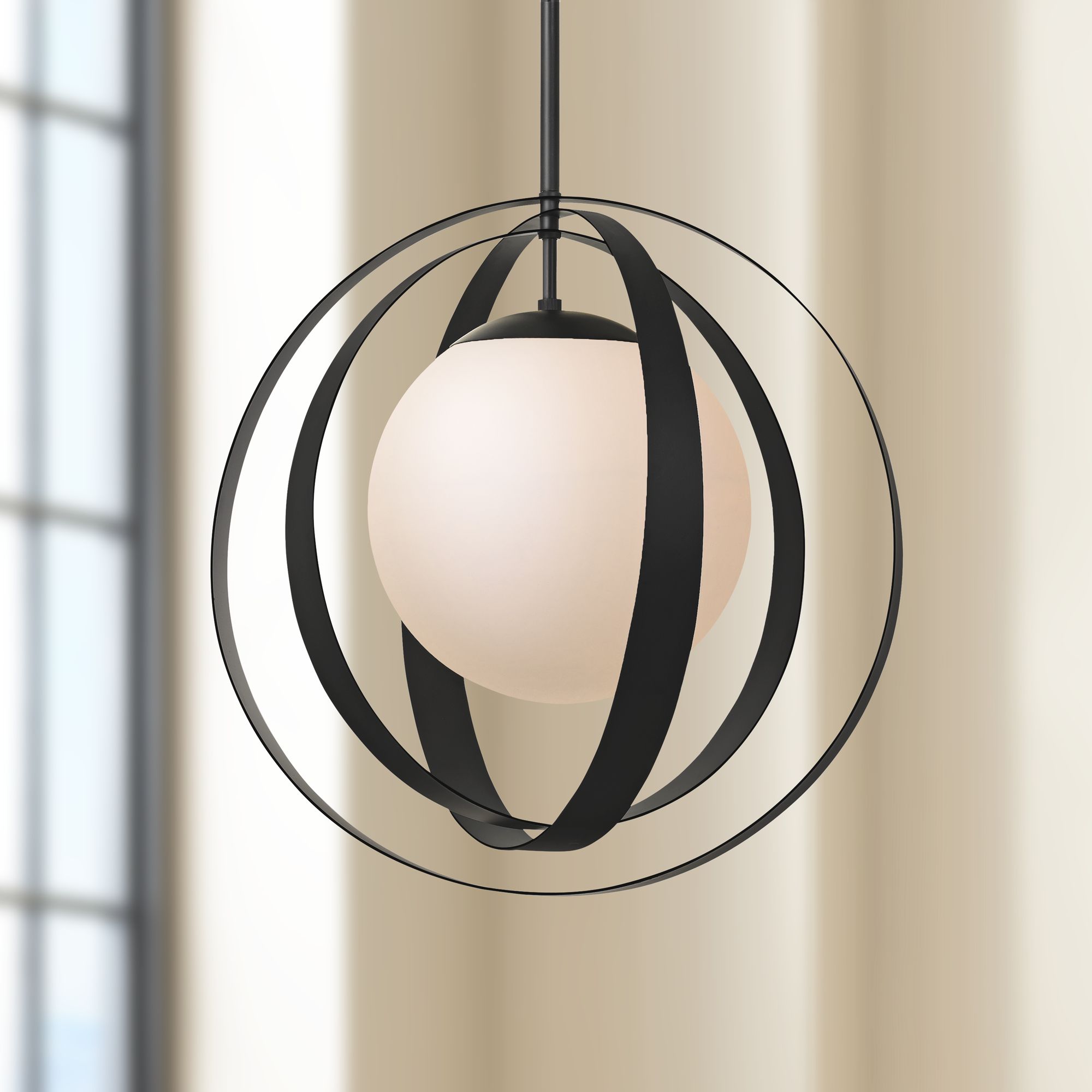 Crystorama Arlo 21" Wide Matte Black Orb Pendant Light