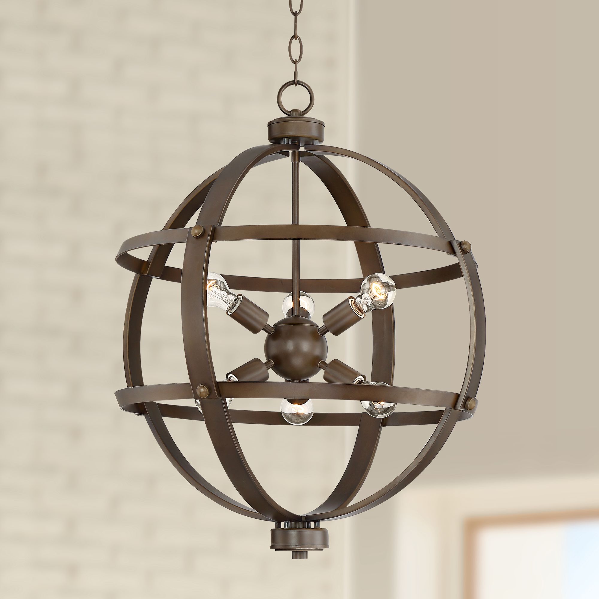 Galaxy 25" Wide Oil-Rubbed Bronze 6-Light Orb Pendant