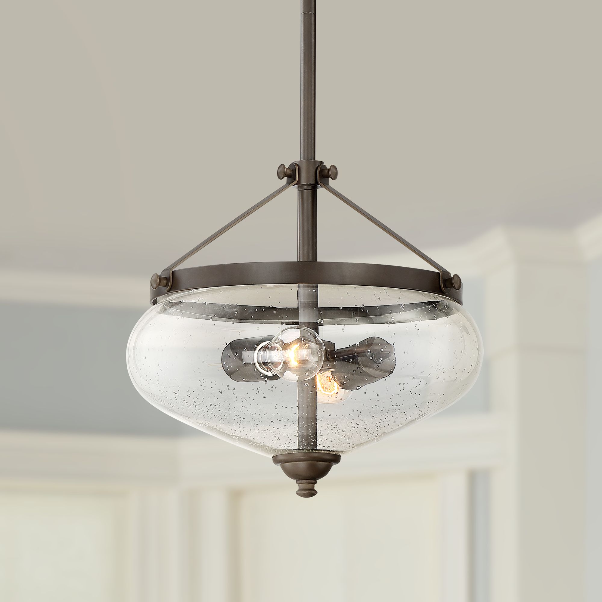 Lodi 14" Wide Oil-Rubbed Bronze 2-Light Metal Pendant