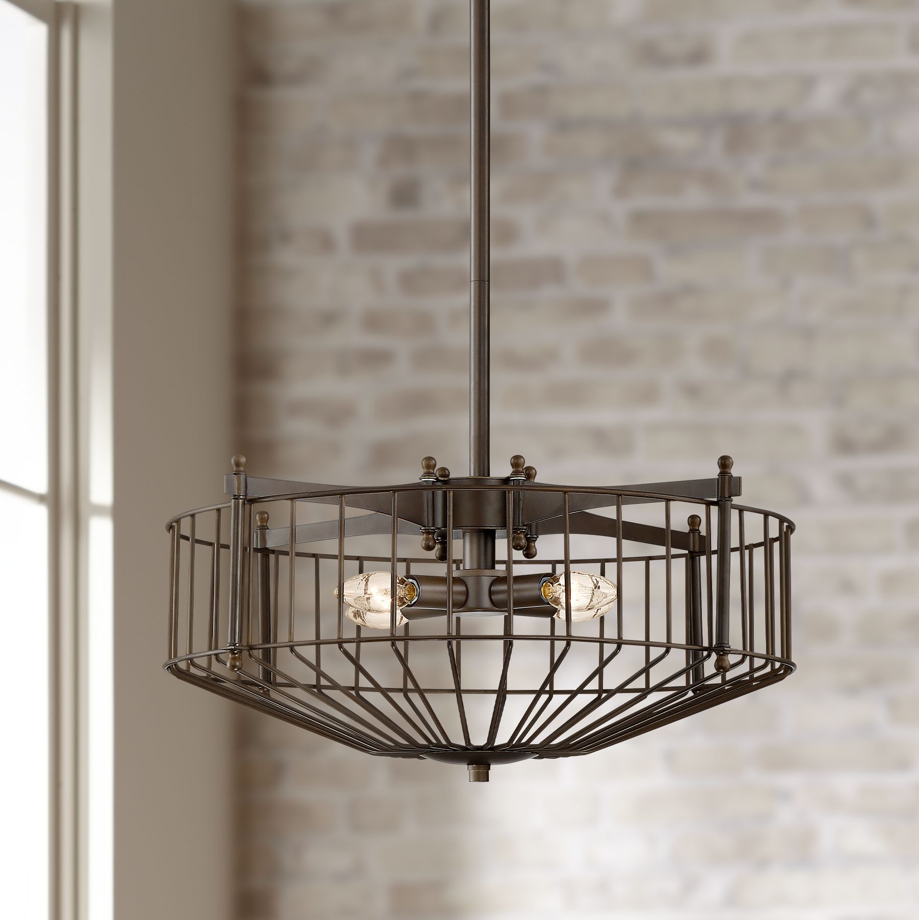 Morris 20 1/2"W Oil-Rubbed Bronze 4-Light Metal Wire Pendant