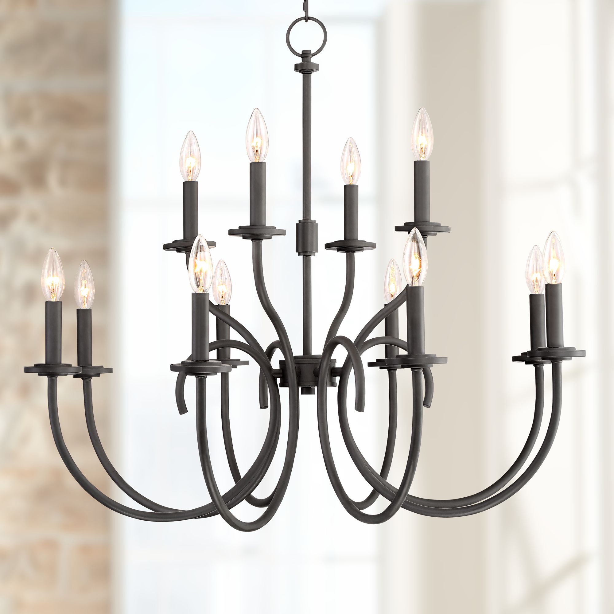 Moreland 32" Wide Bronze Metal 12-Light Chandelier