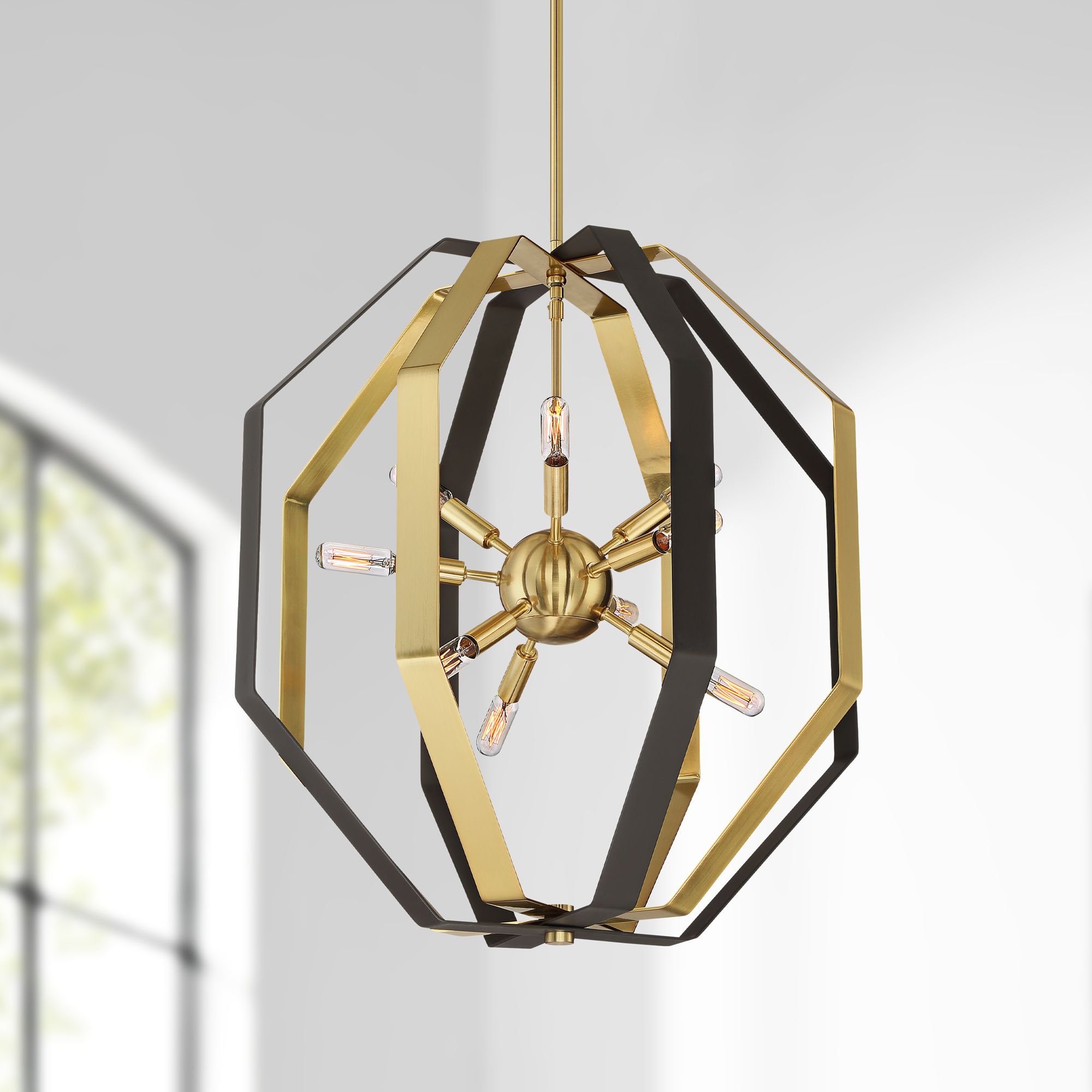 Octo 22 3/4" Wide Bronze and Gold 9-Light Pendant Light