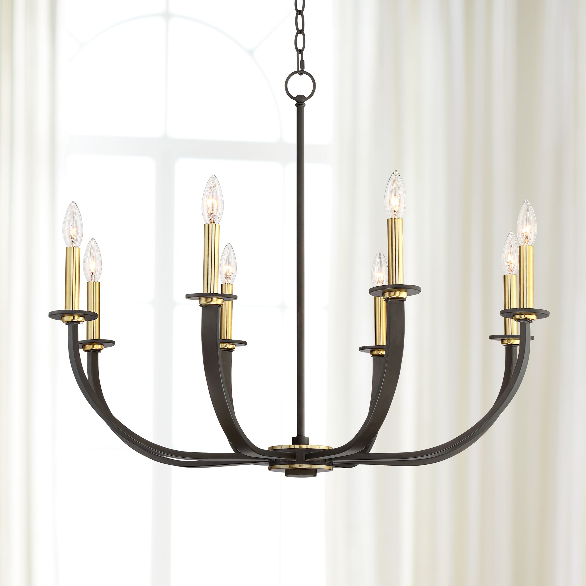 Emmaline 32 1/2"W Bronze and Warm Gold 8-Light Chandelier