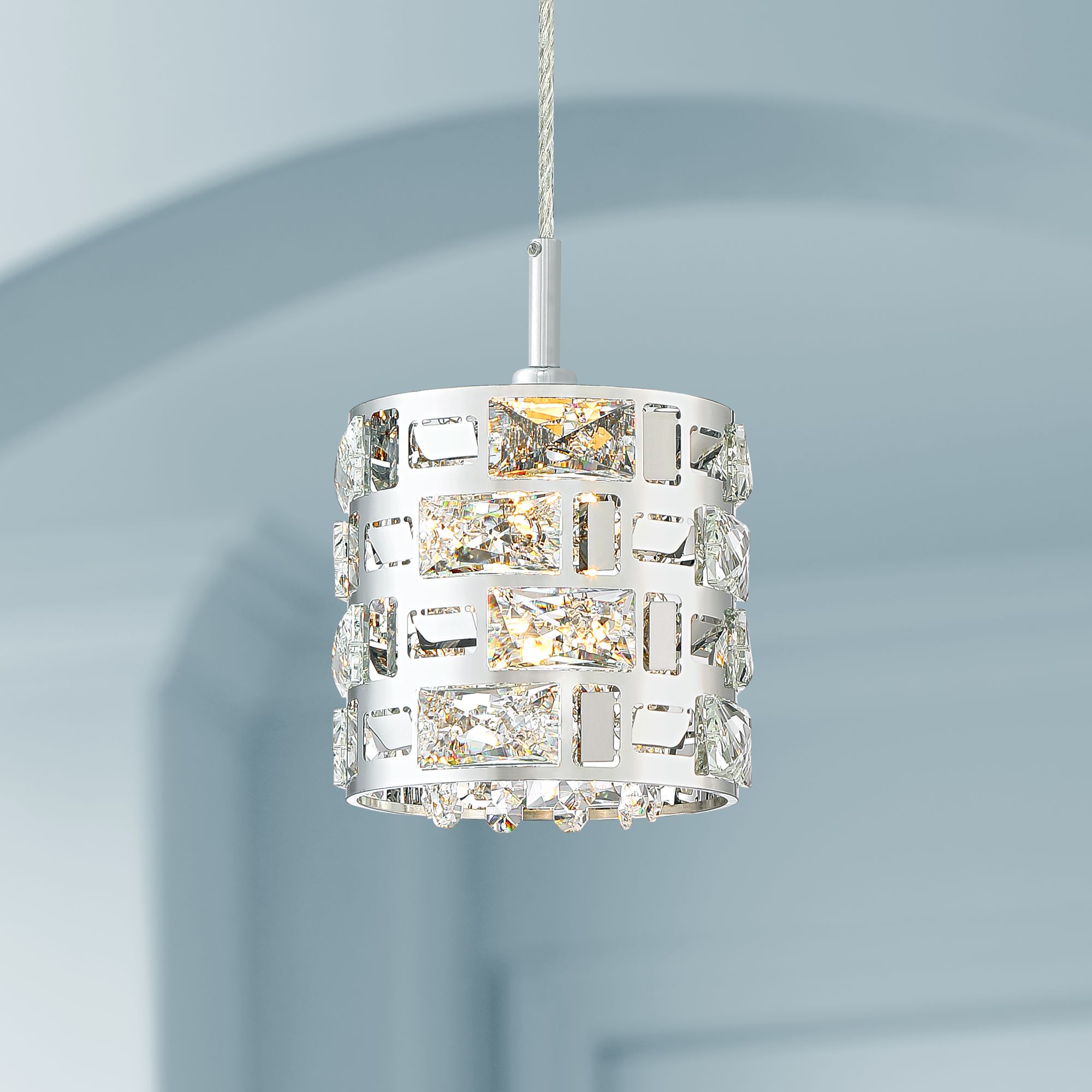 Possini Euro Crystal Rain 6" Wide Chrome Mini LED Pendant