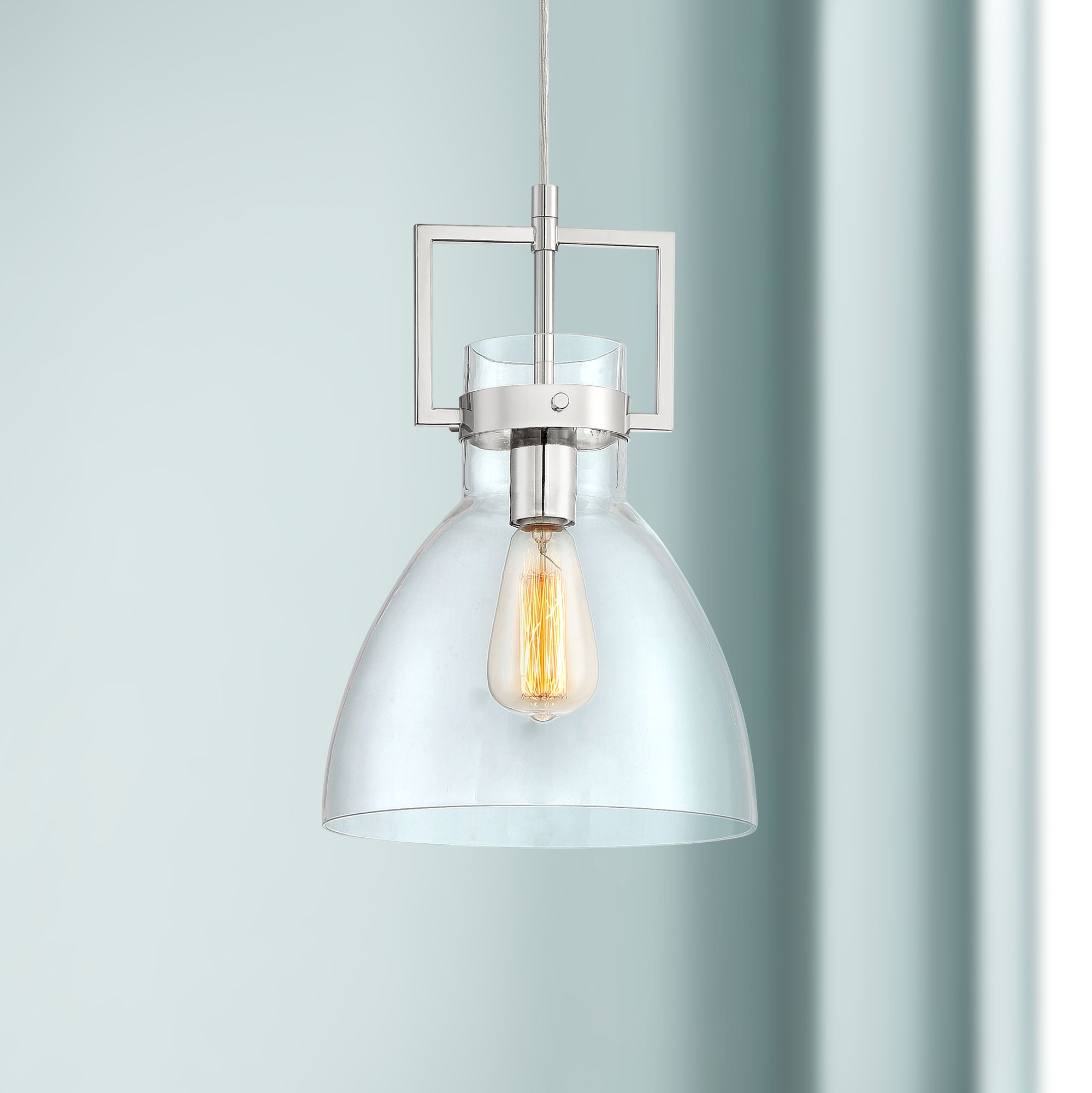 Olney 10" Wide Polished Nickel and Glass Mini Pendant Light