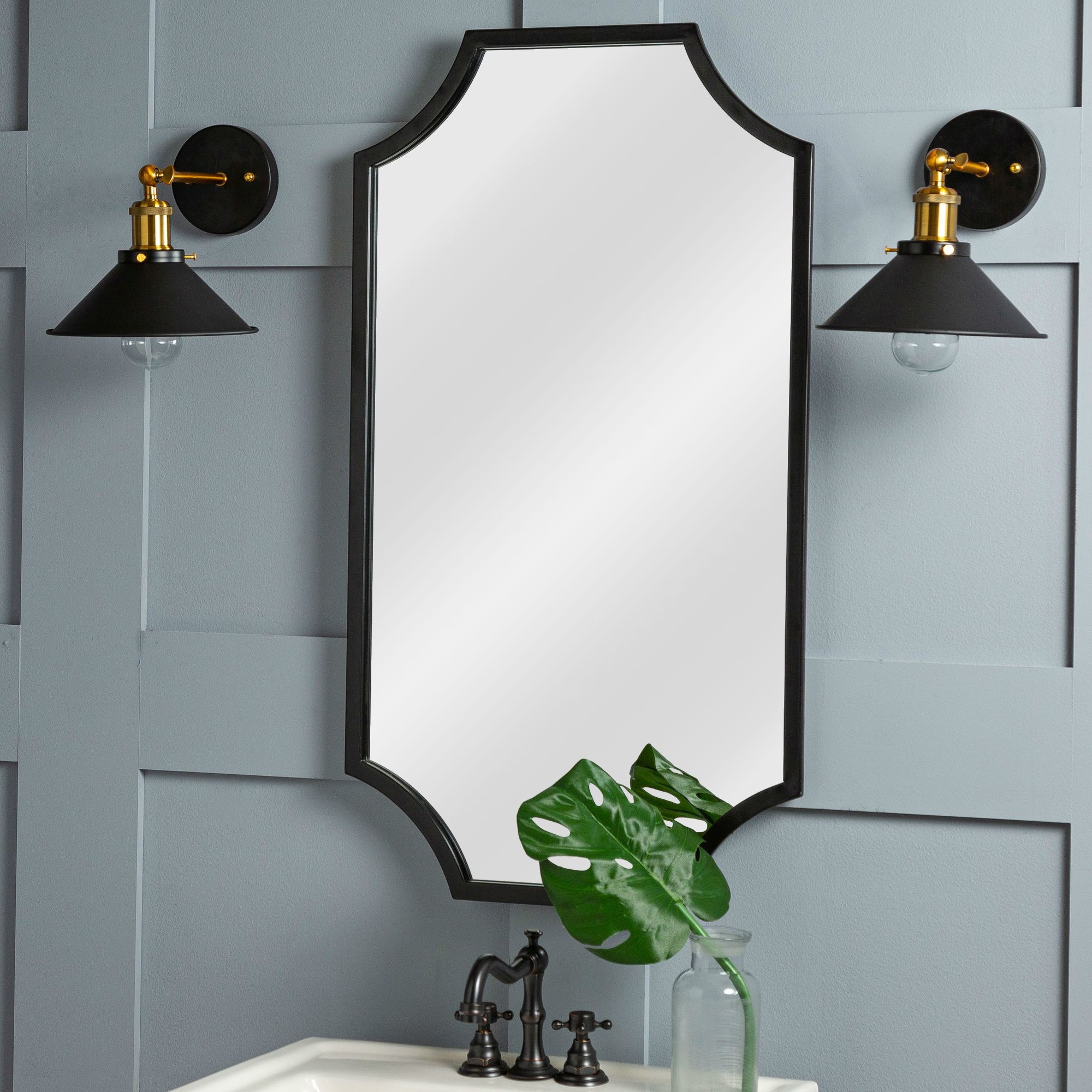 Cooper Classics Mandrede Black 19 3/4" x 36" Wall Mirror
