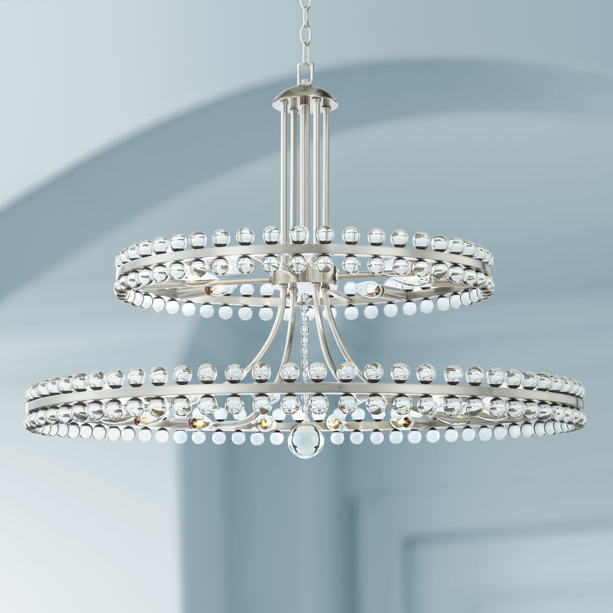 Crystorama Clover 40" Wide Brushed Nickel 2-Tier Chandelier