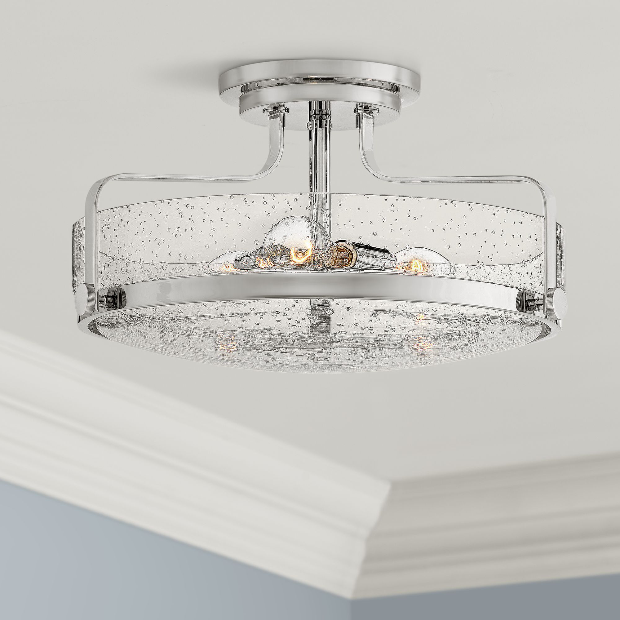 Hinkley Harper 18" Wide Chrome 3-Light Ceiling Light