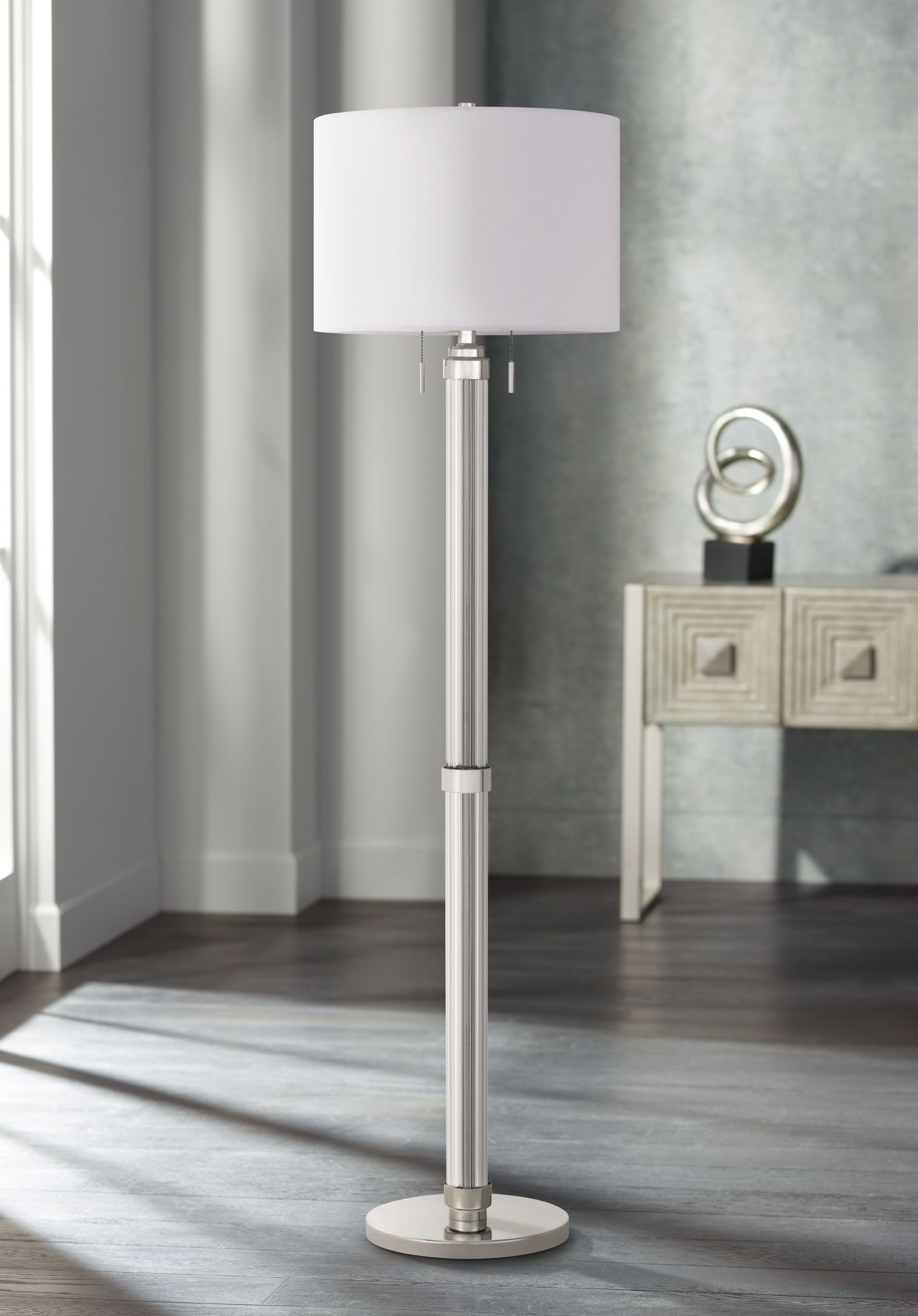 Montilla Brushed Steel Metal Tube Floor Lamp