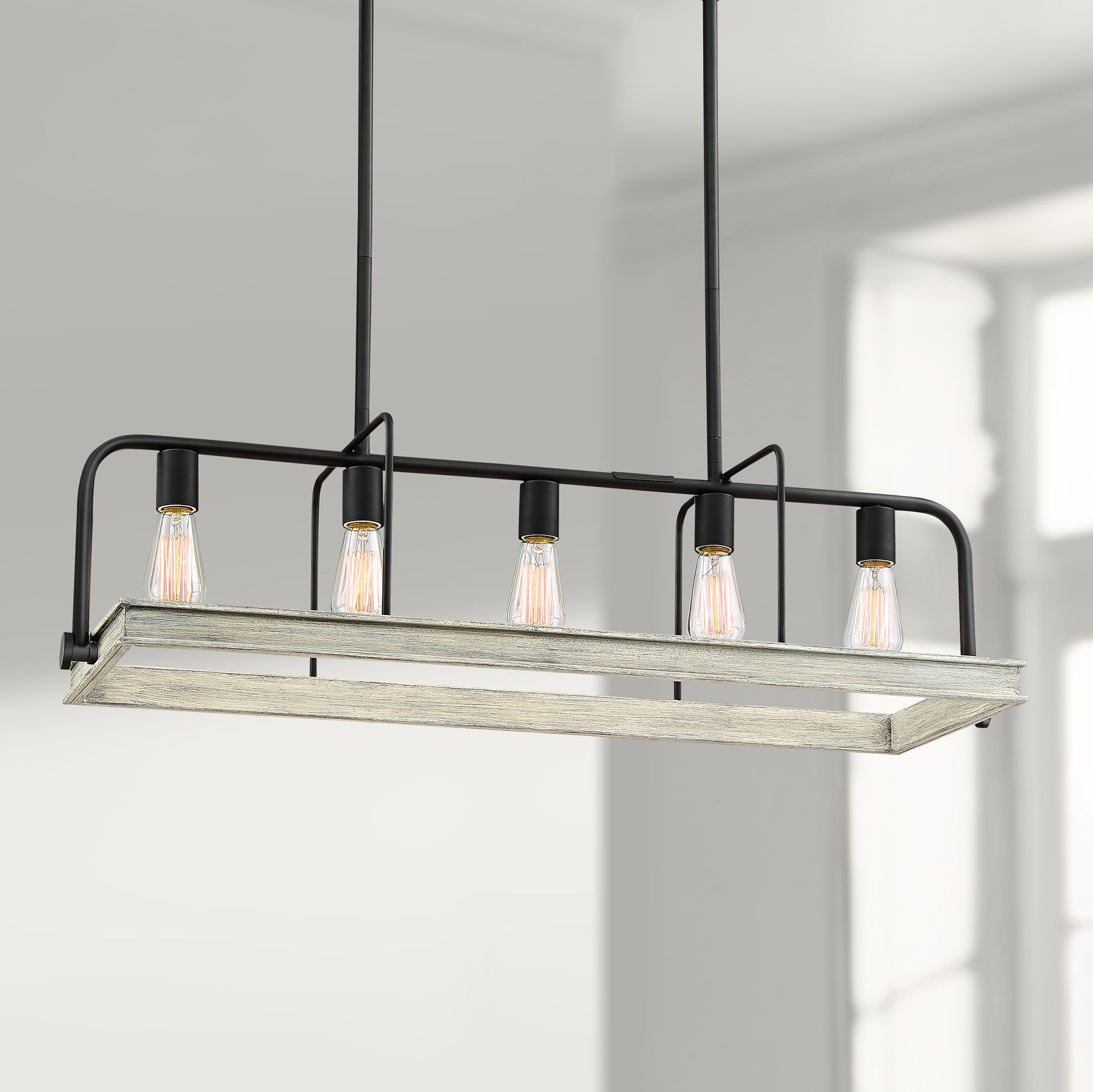 Santorini 36" Wide Gray Wood Kitchen Island Light Pendant