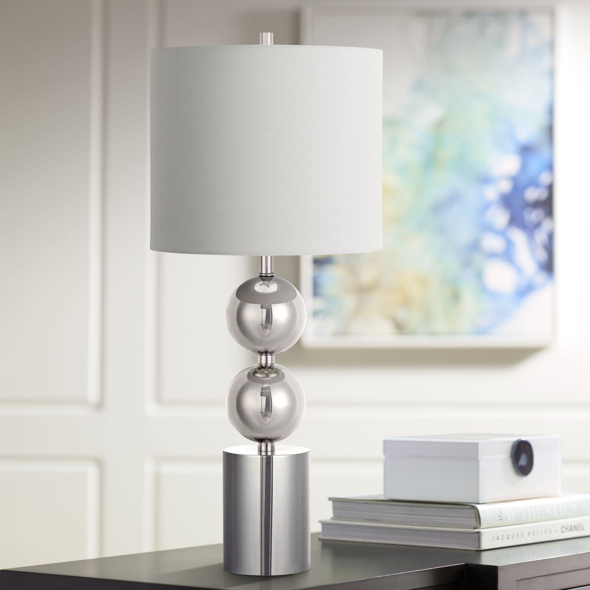 Lucena Brushed Steel Metal Orb Table Lamp