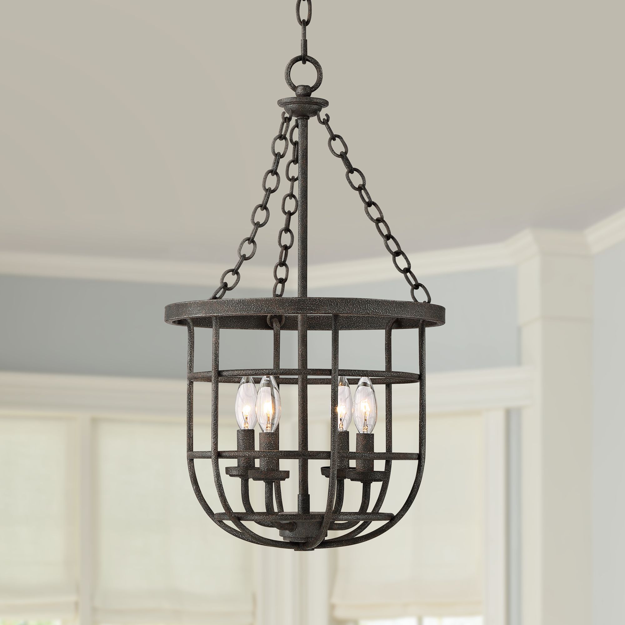Meldrum 14" Wide Iron Gray 4-Light Lantern Pendant