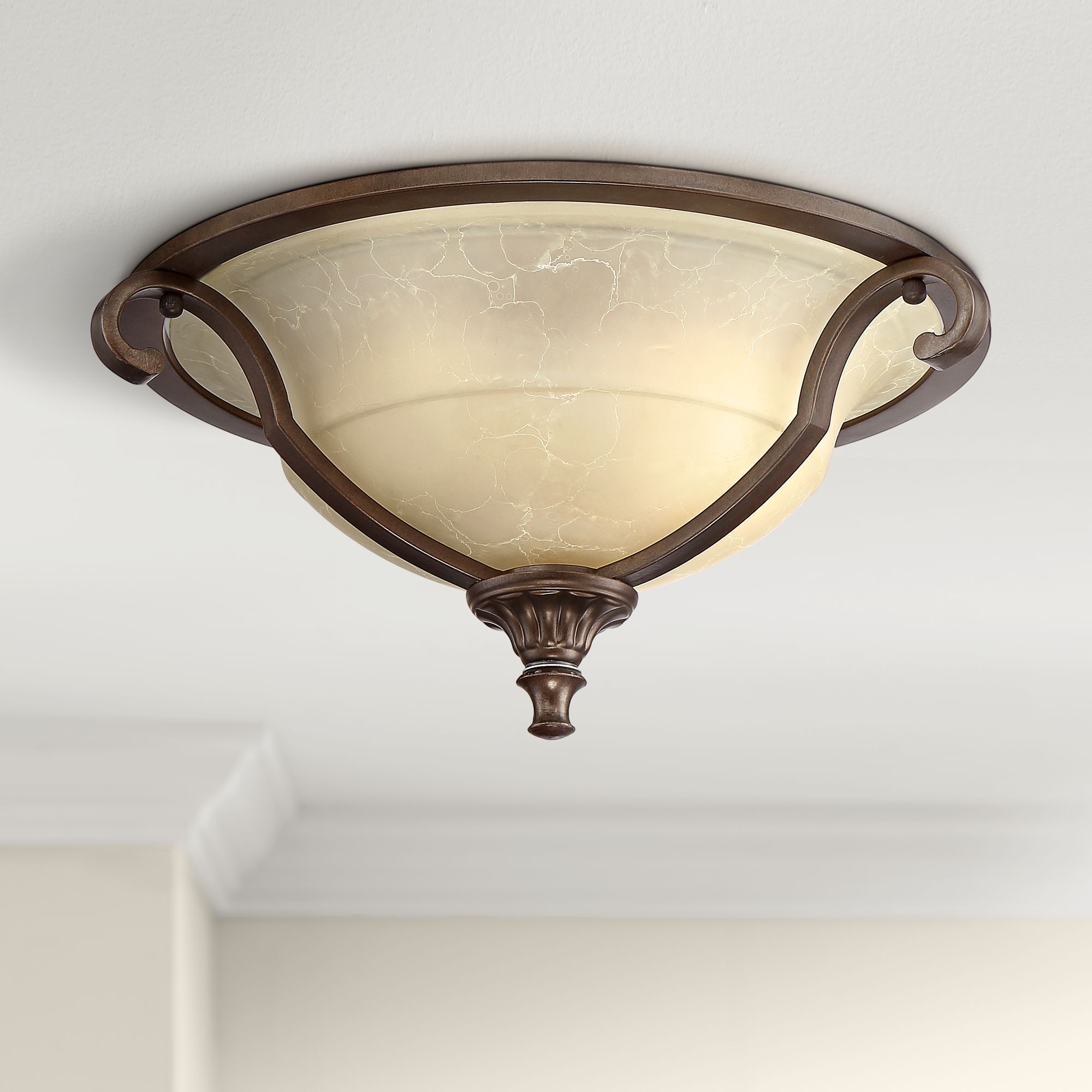 Fitzgerald 16 3/4" Wide Heritage Bronze Bowl Ceiling Light
