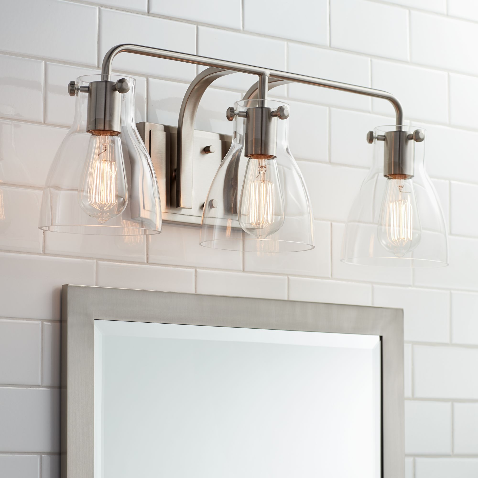 Possini Euro Cyn 23 3/4"W Brushed Nickel 3-Light Bath Light