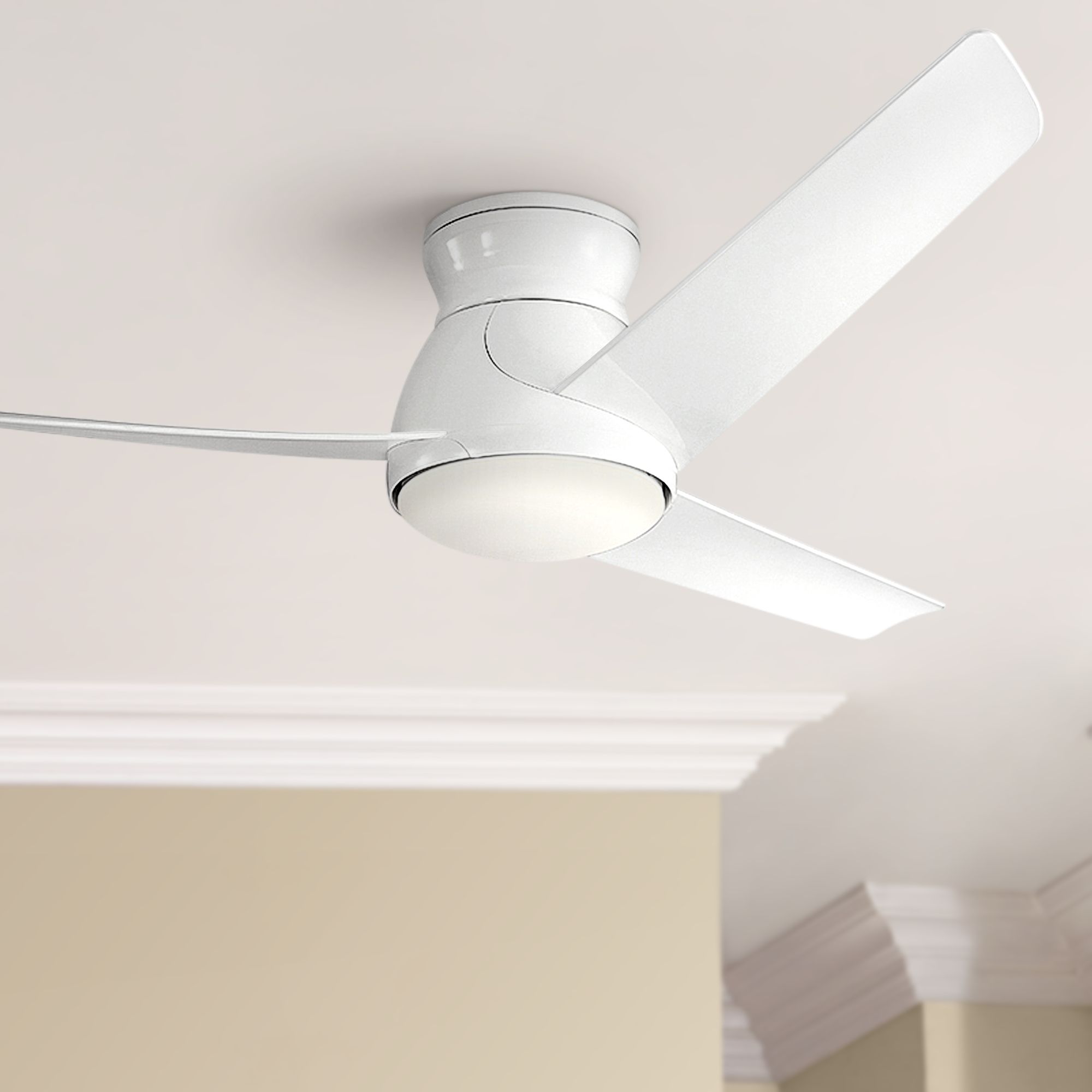 60" Kichler Eris White LED Hugger Ceiling Fan
