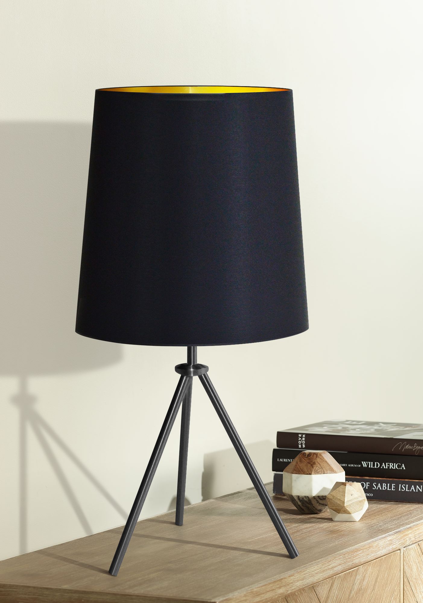 Finesse 28 1/2" High Black Table Lamp with Black-Gold Shade