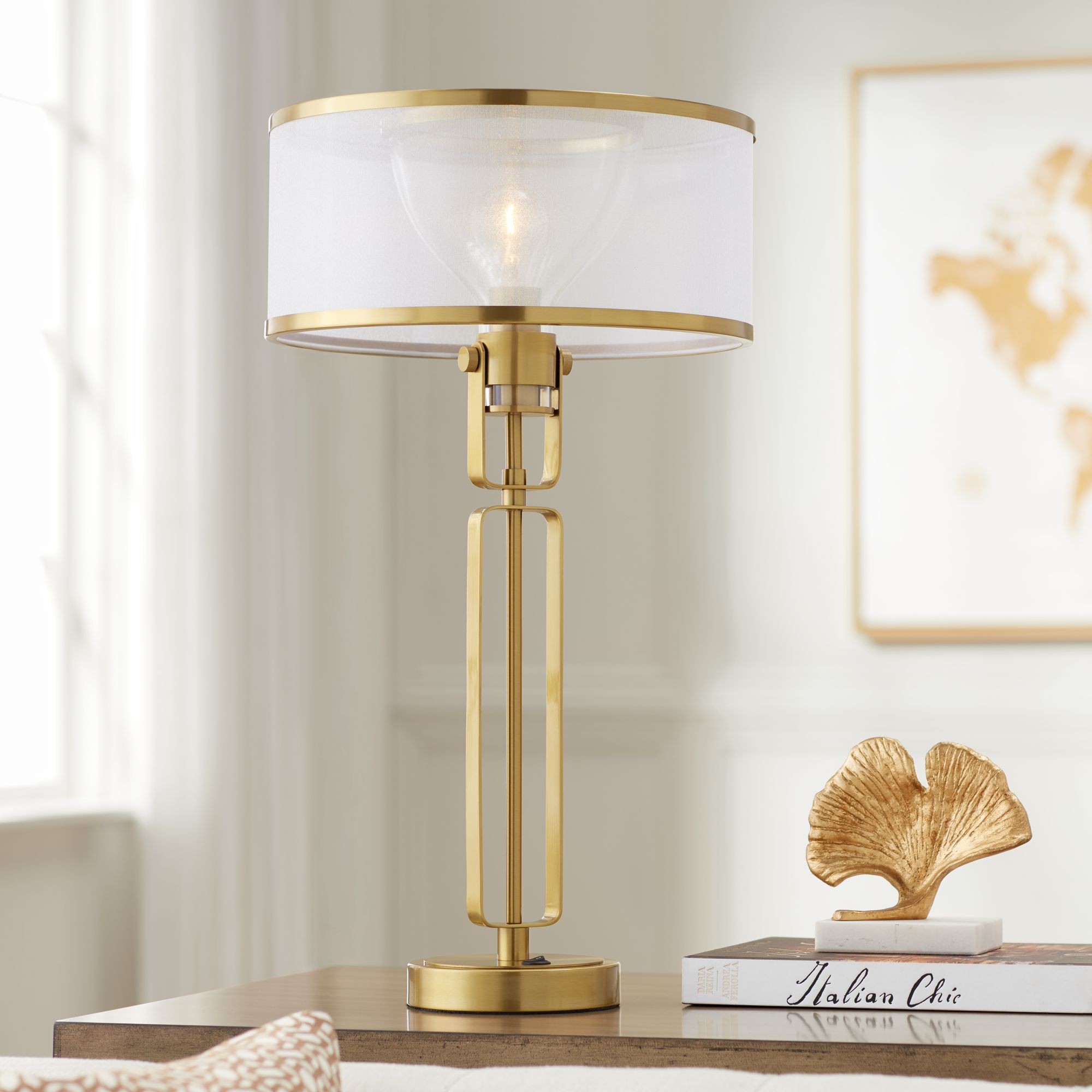 Possini Euro Wallace Brass Metal Table Lamp