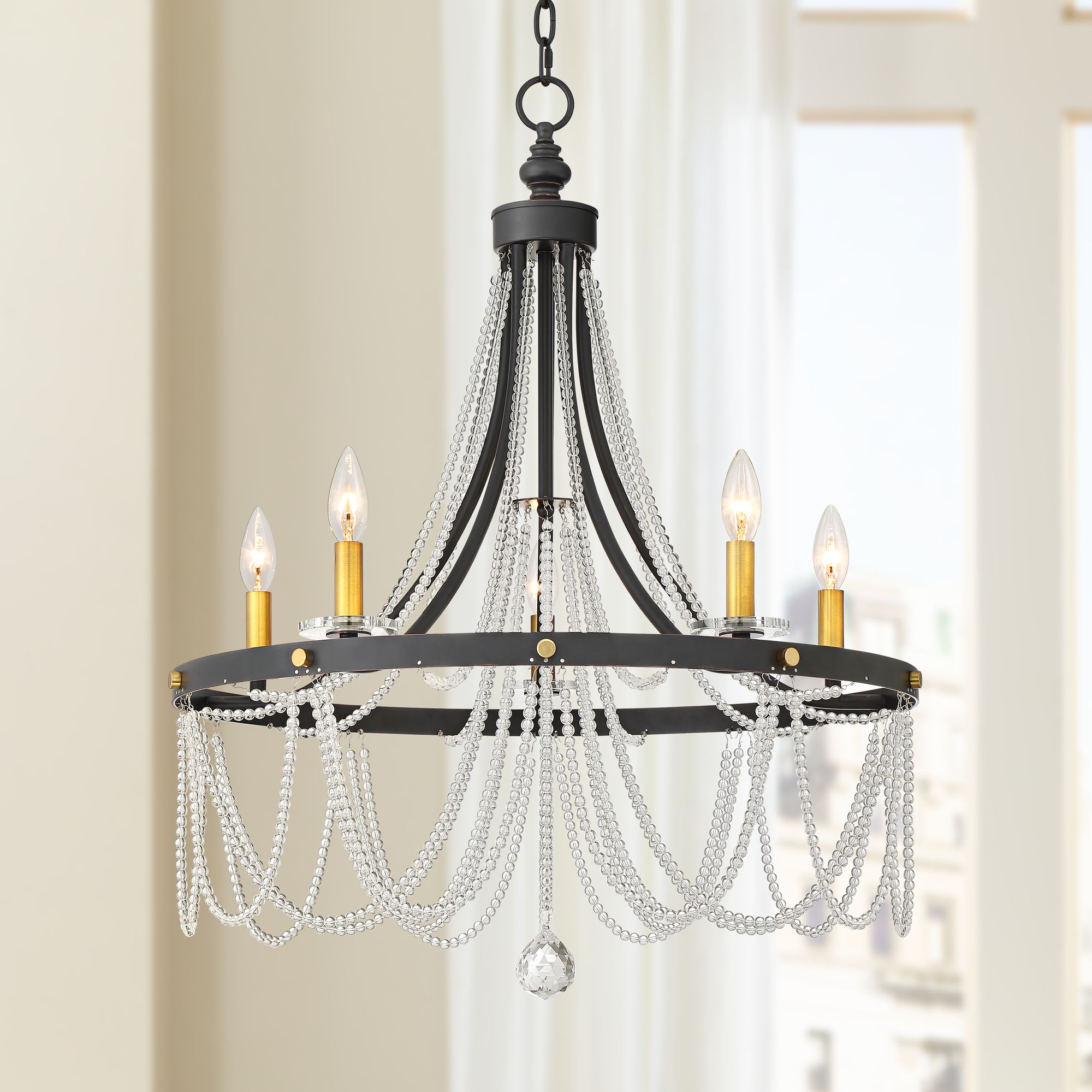 Serena 24" Wide Iron Gray 5-Light Chandelier