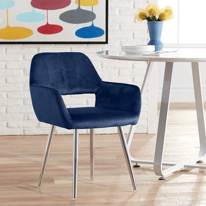 Martin Navy Blue Fabric Modern Dining, Navy Blue Patterned Dining Chairs