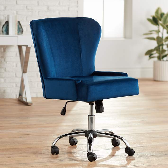 Erin Blue Fabric Adjustable Office, Turquoise Armless Task Chair