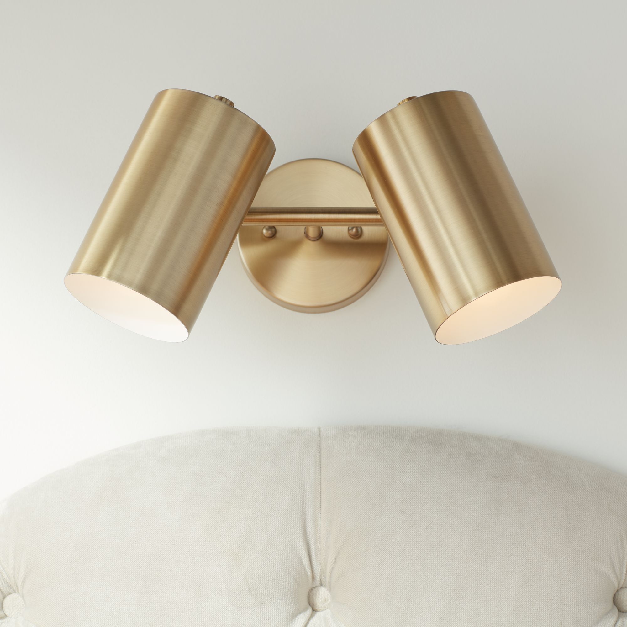 Carla Polished Brass 2-Head Hardwire Wall Lamp