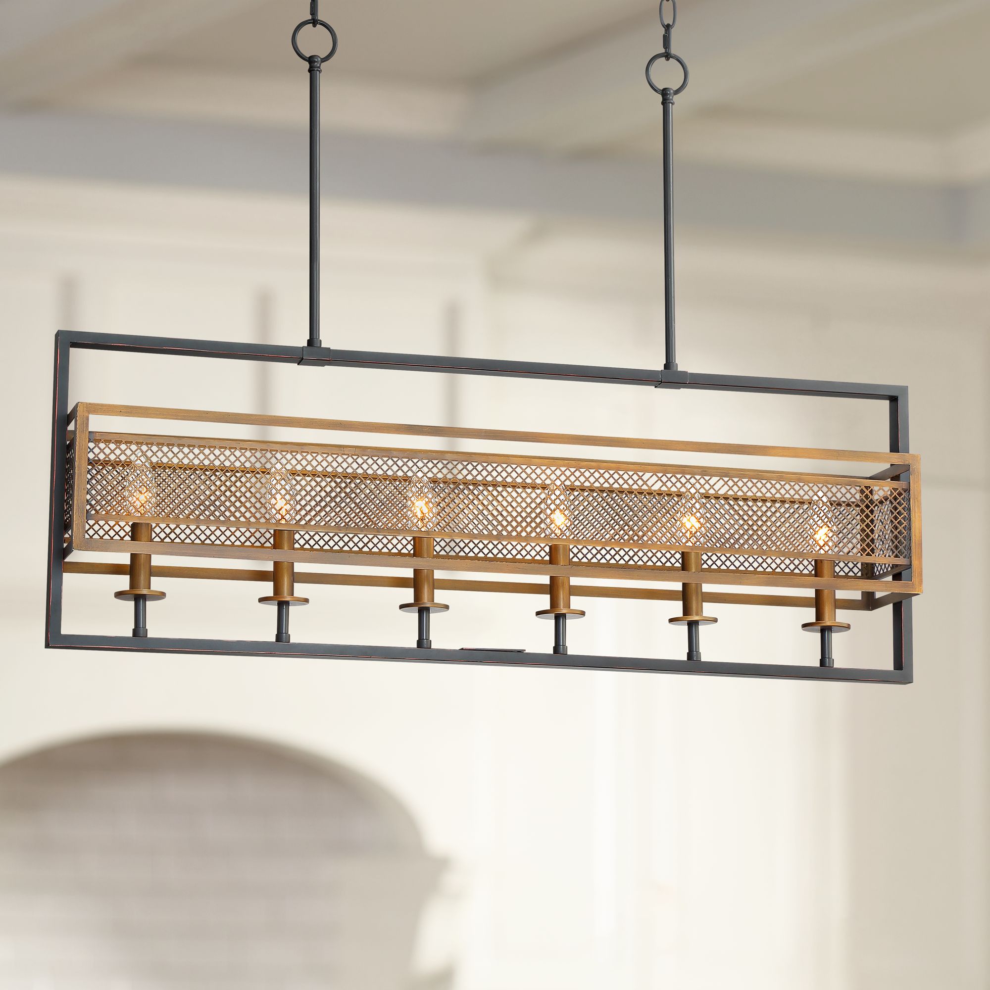 Markham 37" Wide Brushed Brass 6-Light Island Chandelier