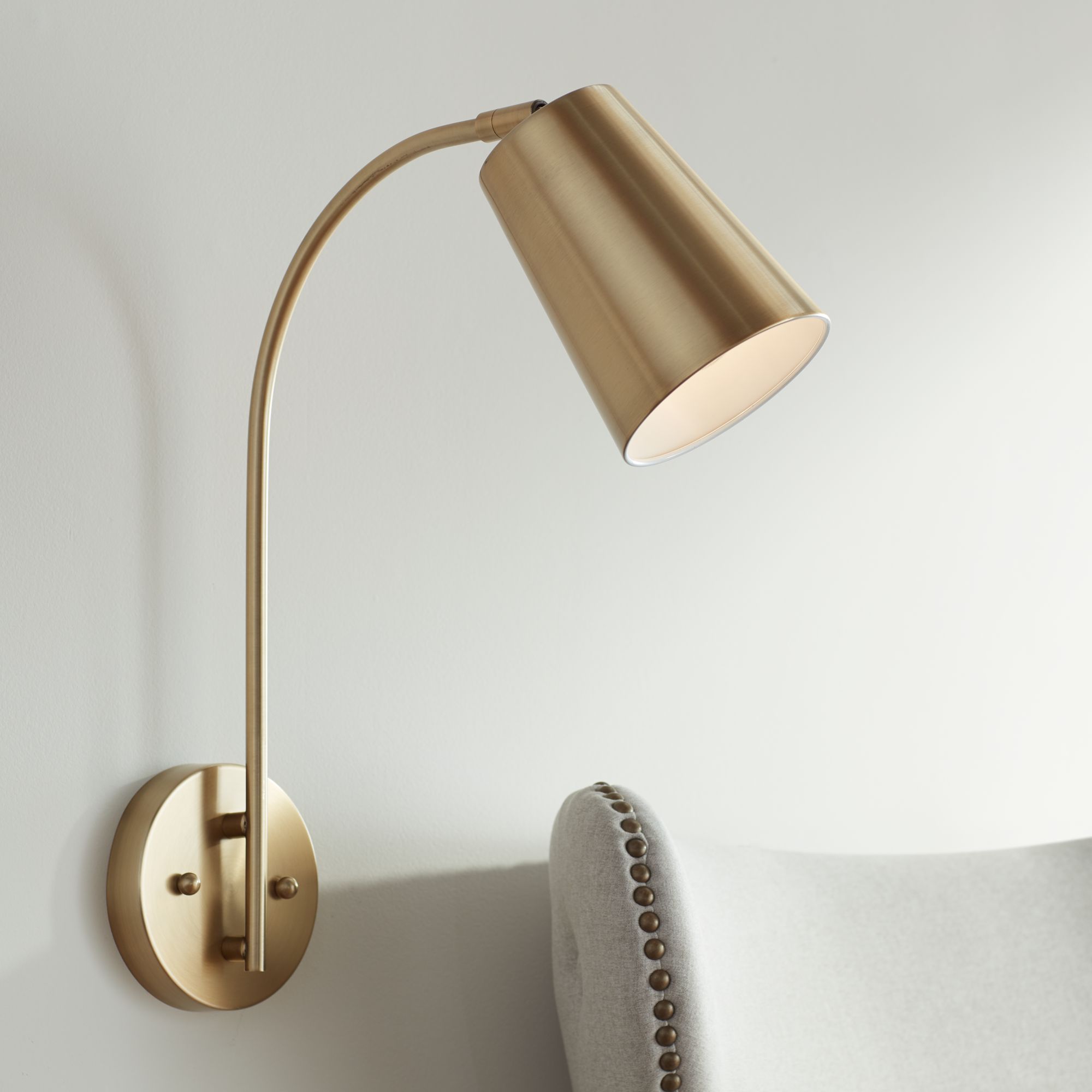 Sully Warm Brass Hardwire Wall Lamp