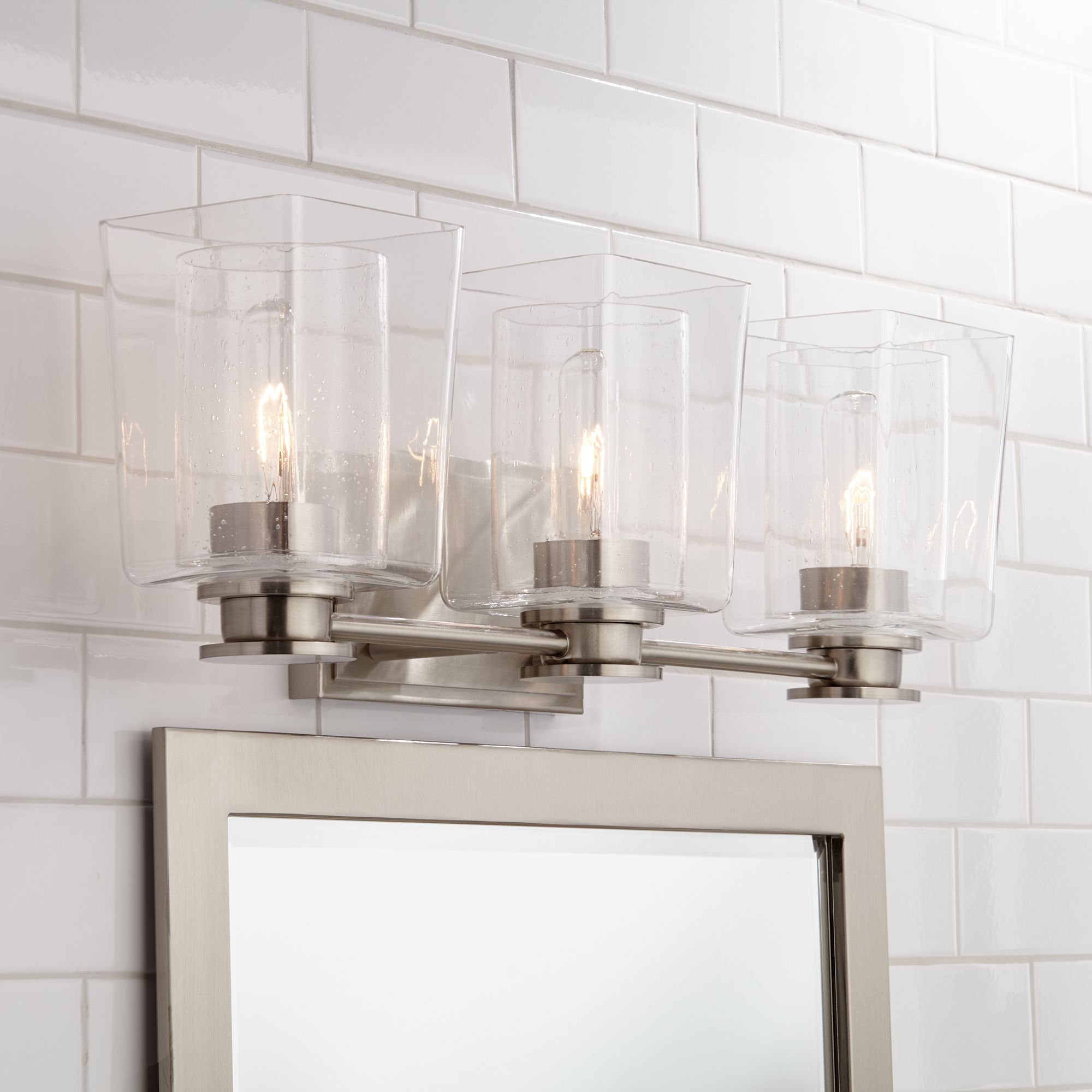 Possini Euro Sonya 22" Wide Double Glass 3-Light Bath Light