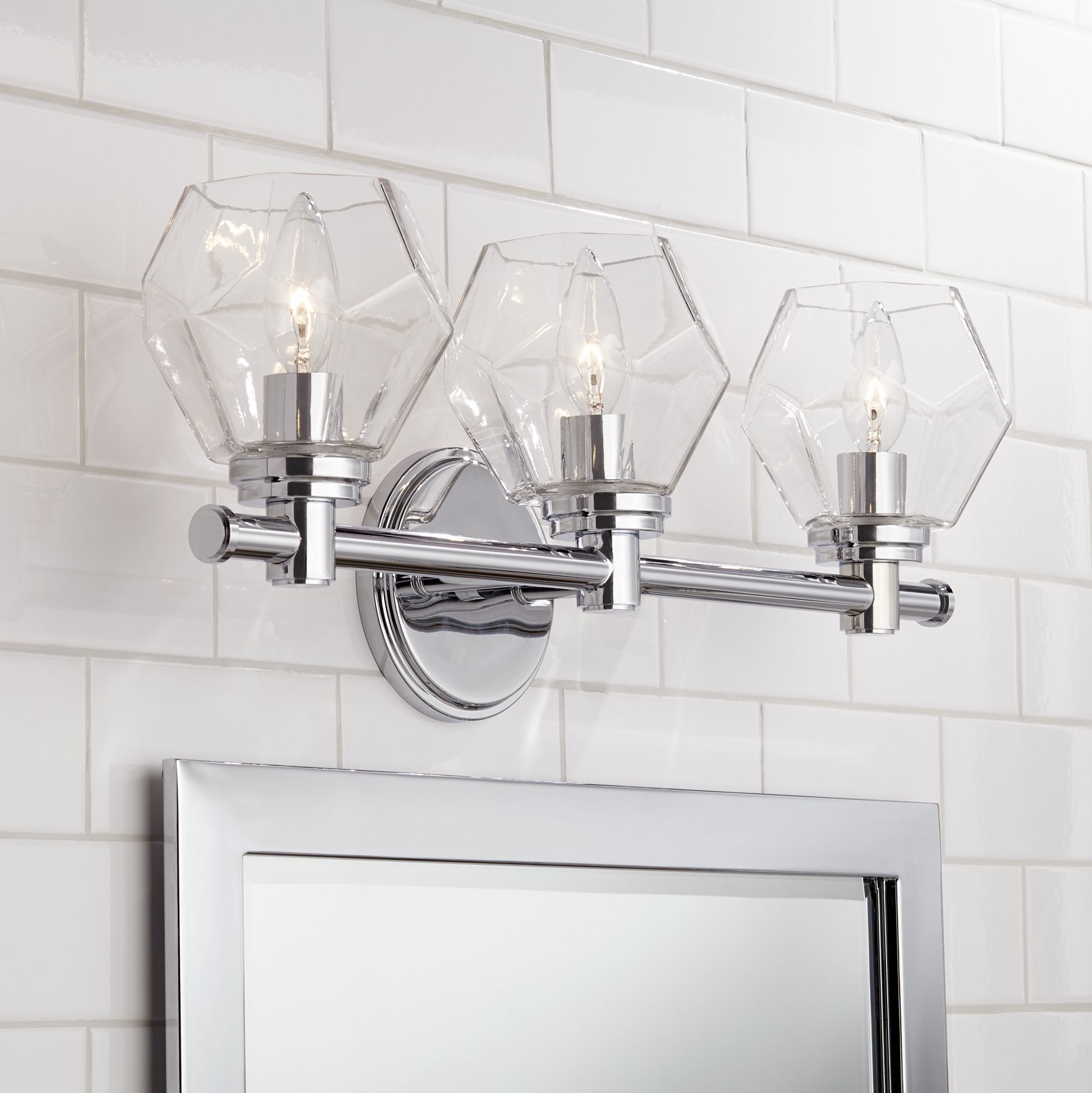 Possini Euro Jovan 21 1/4"W Faceted Glass Chrome Bath Light