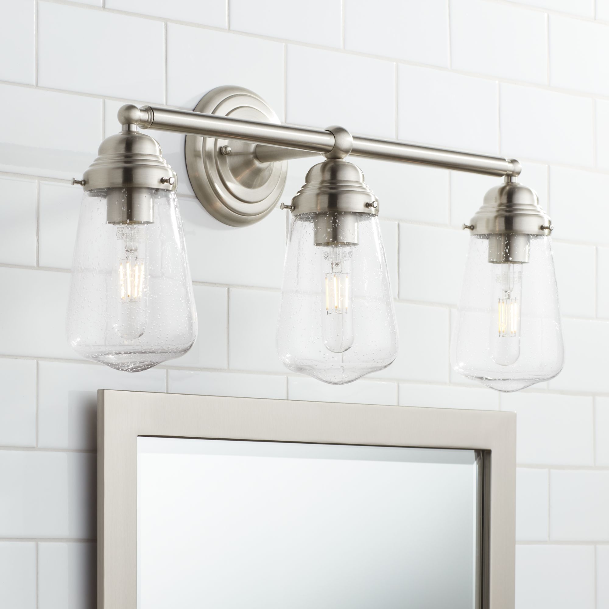 Possini Euro Cairon 24" Wide Brushed Nickel 3-Light Bath Light