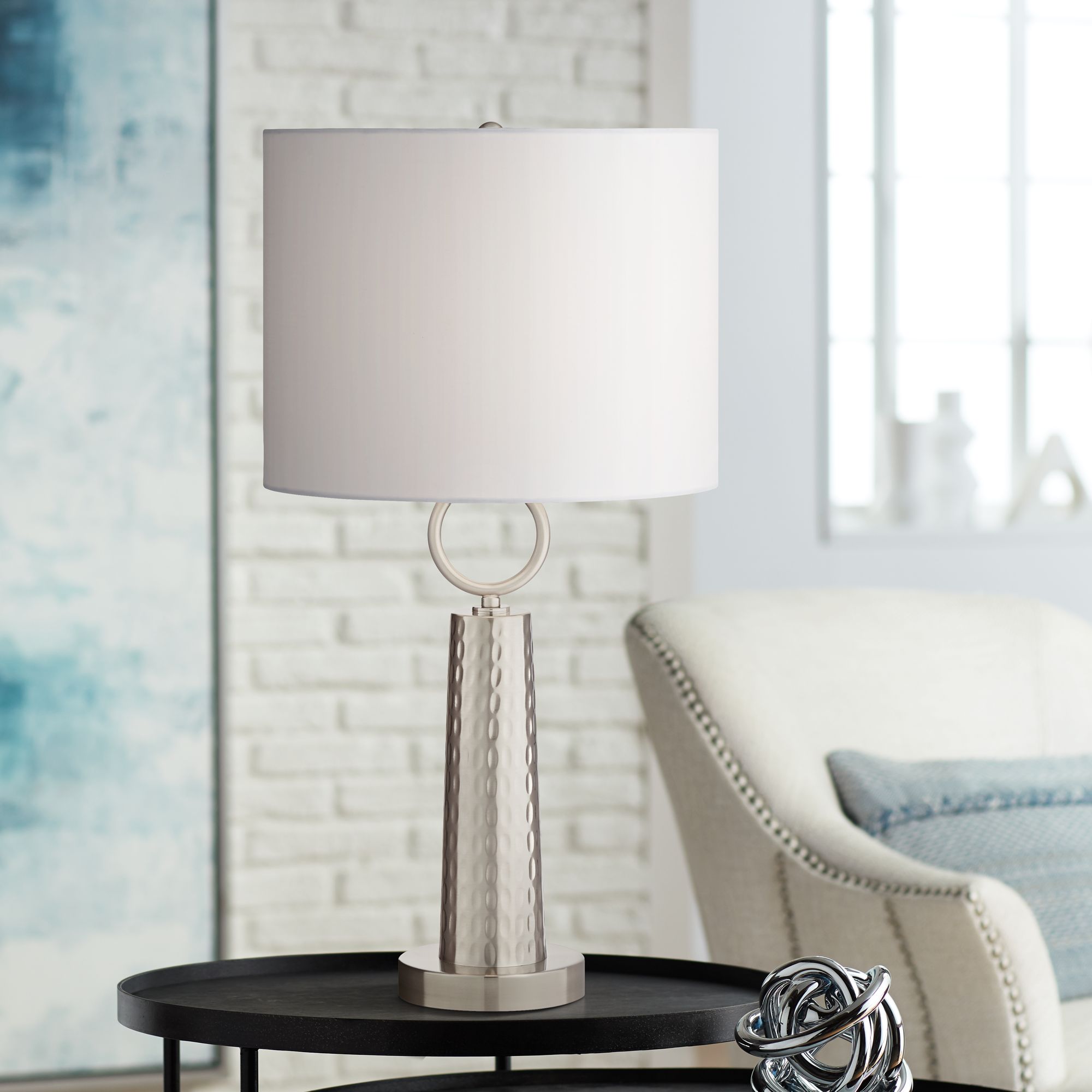 Victor Brushed Nickel Modern Accent Table Lamp