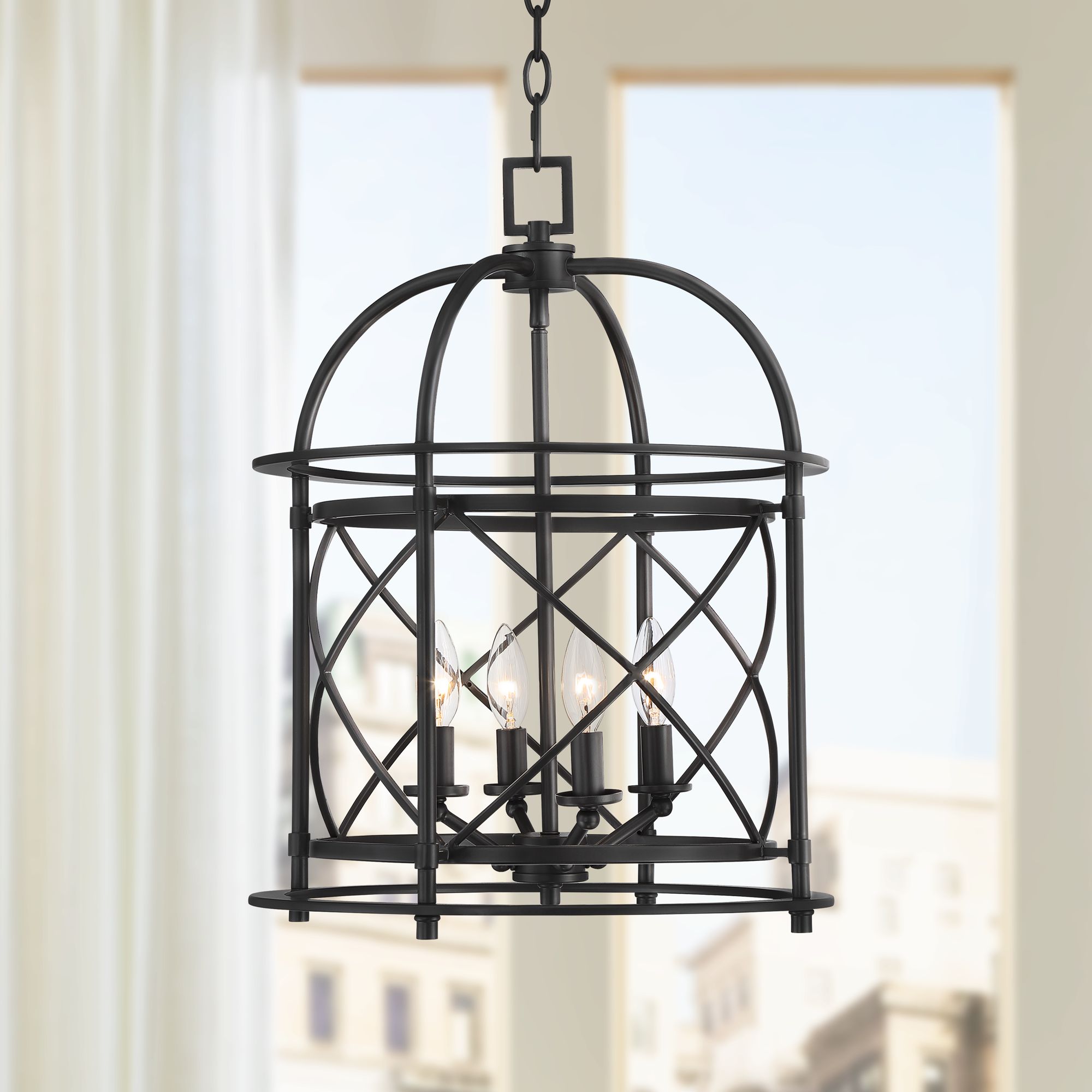 Bourne 16" Wide 4-Light Bronze Entry Pendant Light